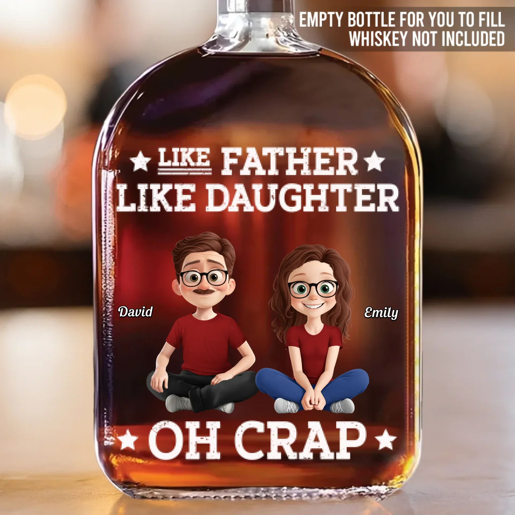 Custom Whiskey Bottle - Personalized Christmas Birthday Gifts For Dad, Daughter, Wine, Bourbon, Whiskey Lovers - Like Father, Like Daughter - Robaser