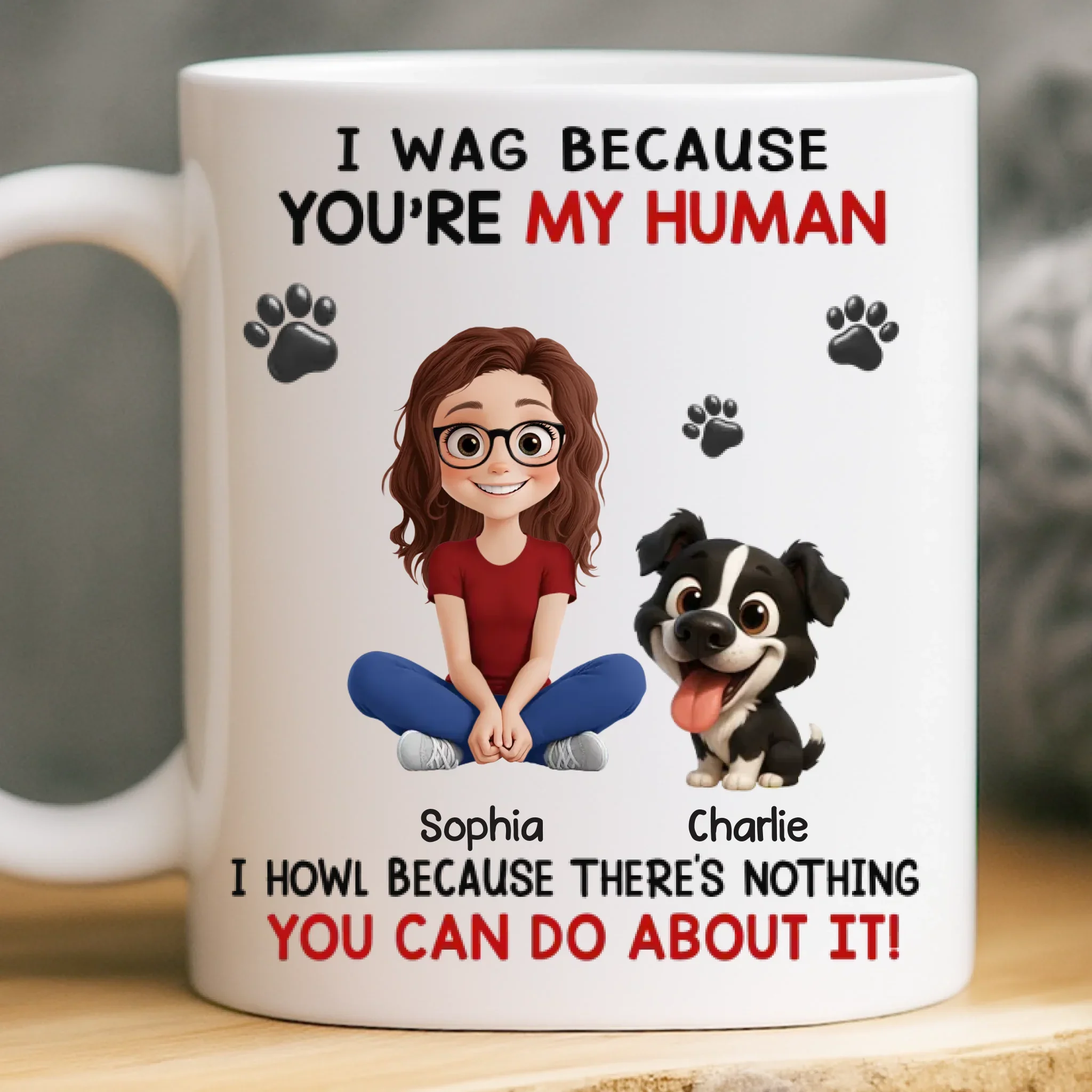 Custom Mug - Personalized Birthday Gifts For Dog Lovers, Dog Dad And Mom - Powered By Paws And Love - Robaser