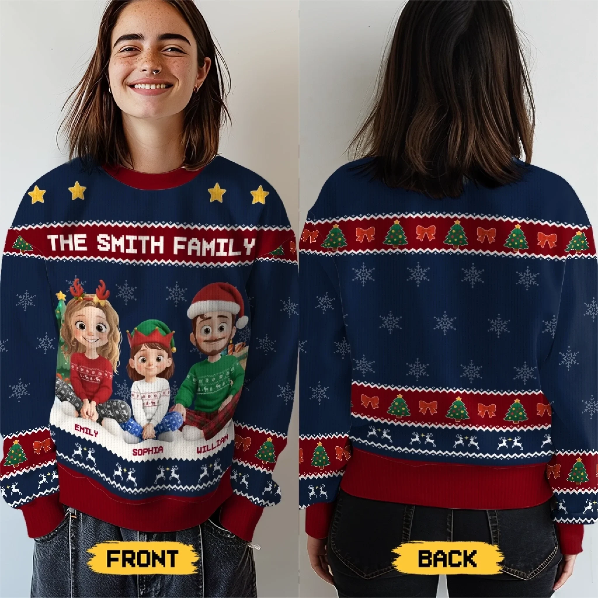 Custom Unisex Ugly Sweatshirt - Personalized  Christmas Birthday Gifts For Family, Dog Cat Lovers - All We Need For Christmas Is Family - Robaser