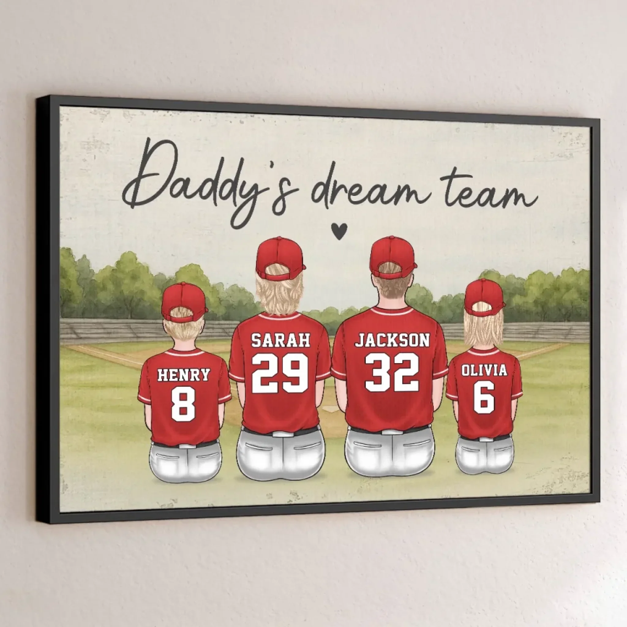 Daddy's Dream Team - Family Personalized Custom Horizontal Poster - Father's Day, Gift For Dad, Sport Lovers, Sport Players - Robaser