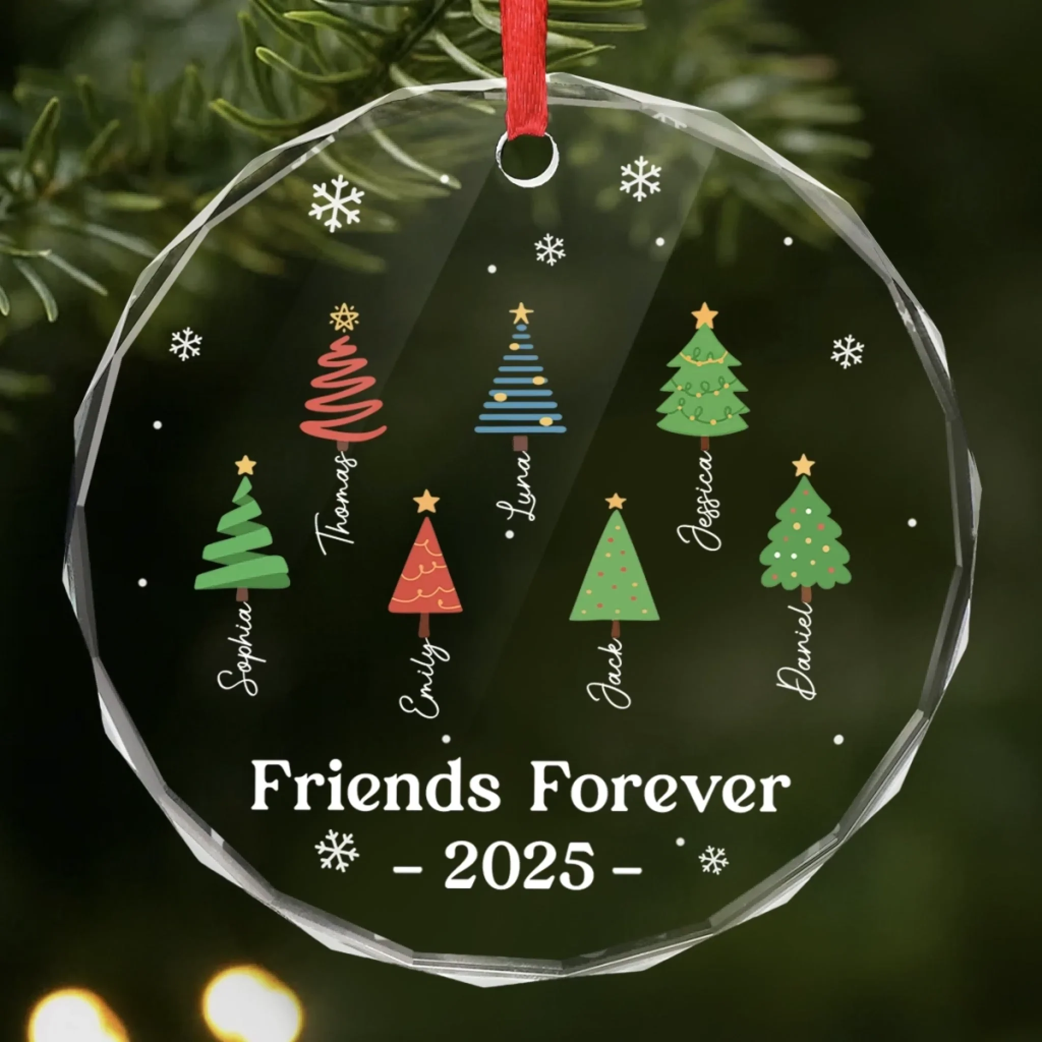 Custom Circle Glass Ornament - Personalized Christmas Best Friend Birthday Gifts For Women, Besties, Sisters, BFF - Brightest With You - Robaser