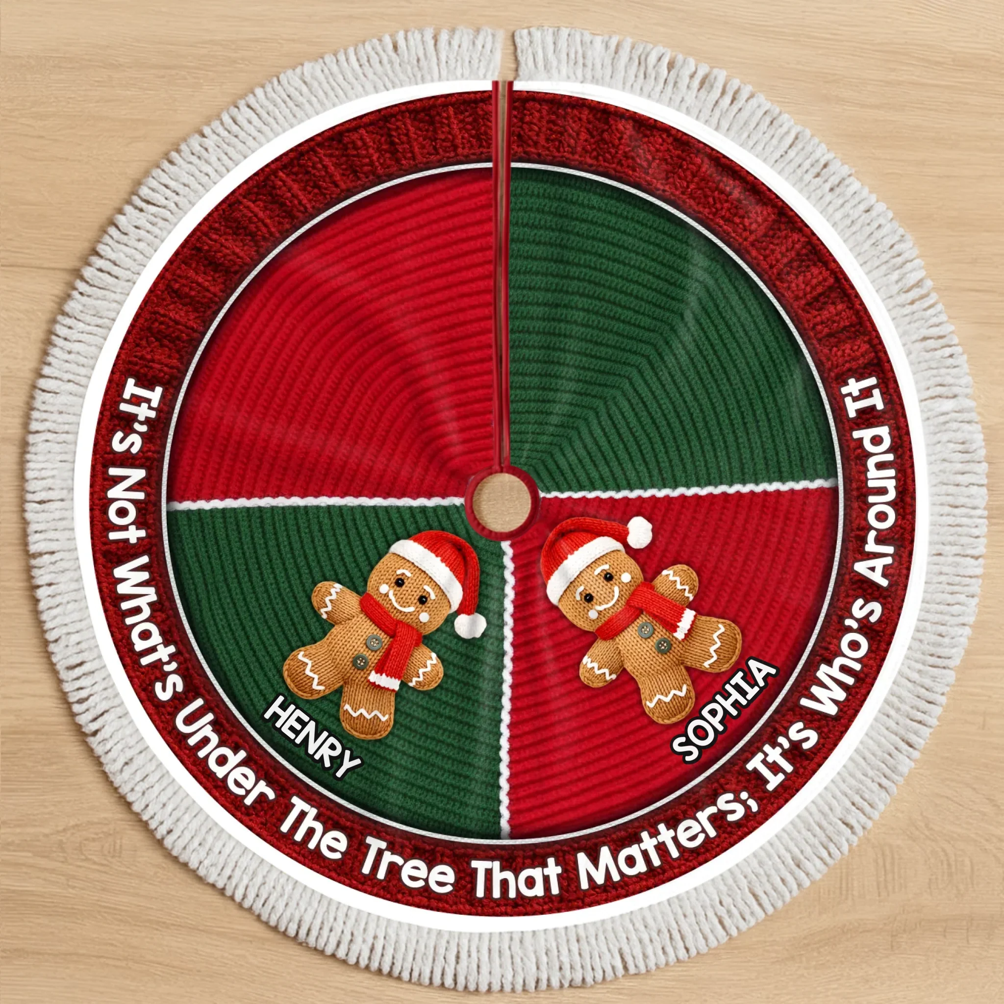 Custom Crochet Gingerbread Tree Skirt - Personalized Christmas Birthday Gifts For Mom, Dad, Brother, Sister, Kids - Love Wrapped In Every Snowflake - Robaser