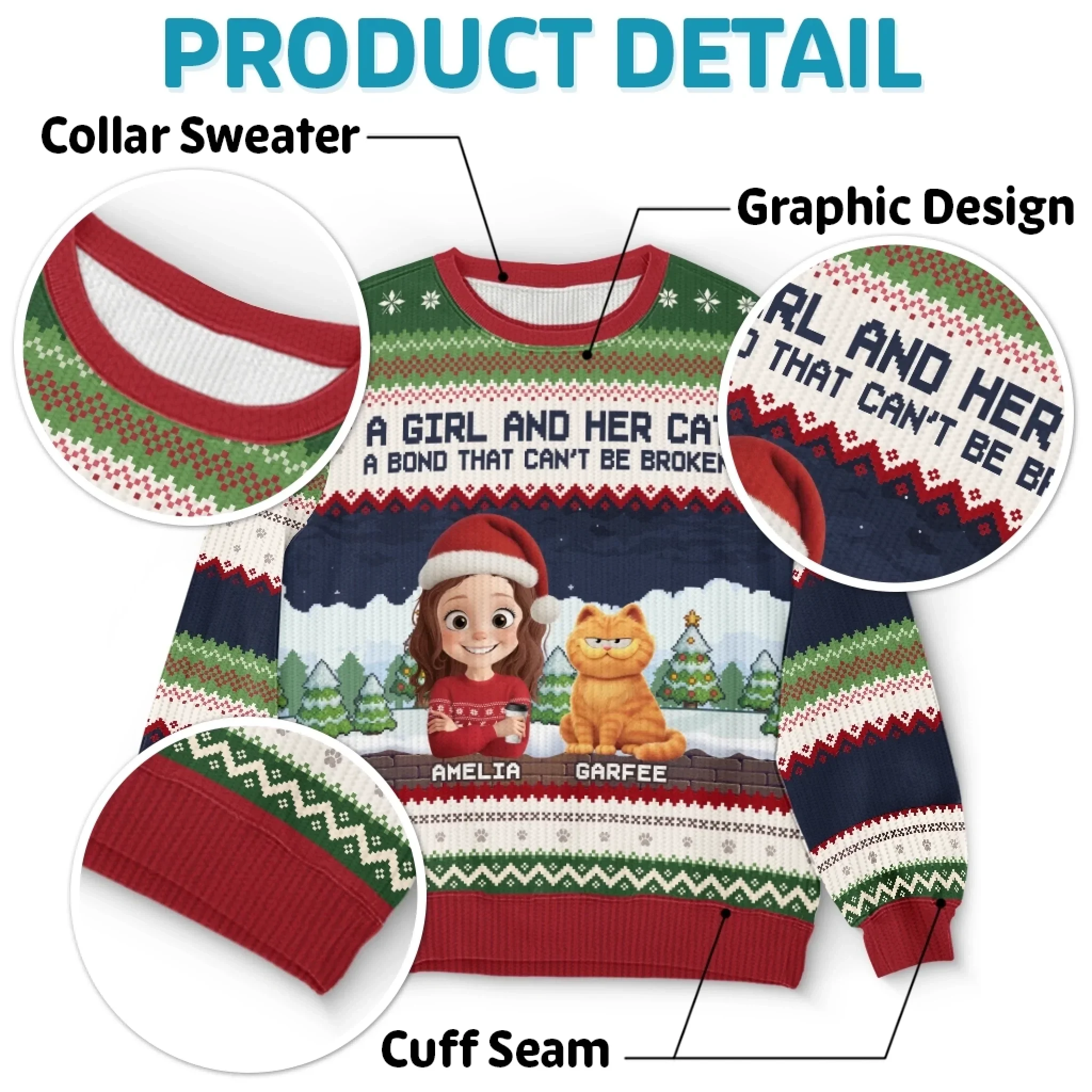 Custom Unisex Ugly Sweatshirt - Personalized  Christmas Birthday Gifts For Cat Lovers, Cat Mom And Dad - Whiskers In The Snow - Robaser