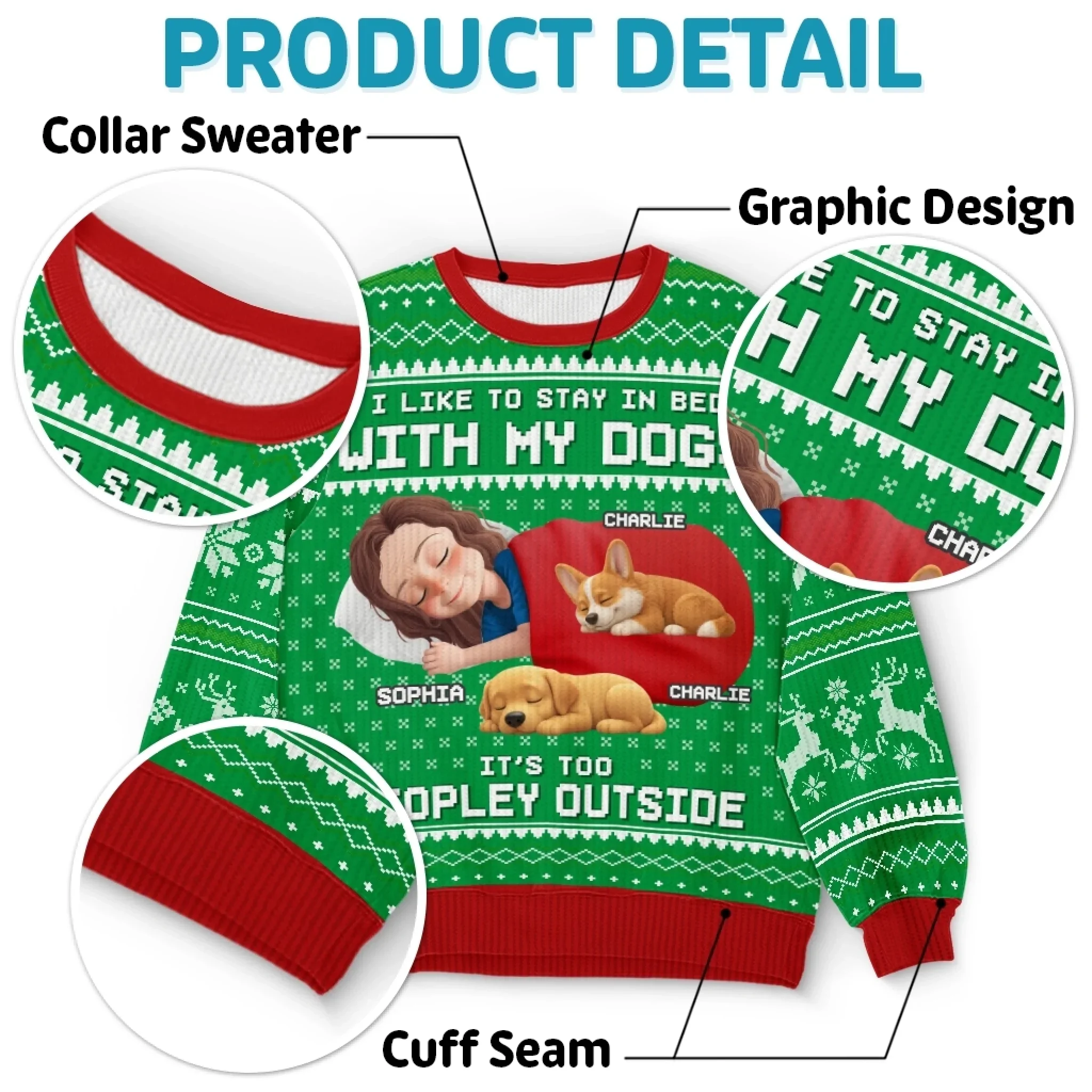 Custom Unisex Ugly Sweatshirt - Personalized  Christmas Birthday Gifts For Dog Lovers, Dog Dad And Mom - Santa, Bring Snacks To Bed - Robaser