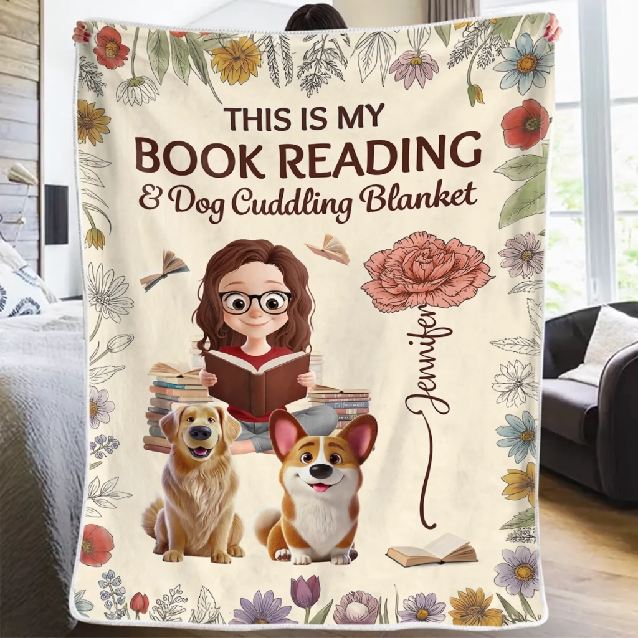 Custom Blanket - Personalized Christmas Bookish Gifts For Book Lovers, Bookworms, Dog Dad And Mom, Cat Owners - Reading Buddies Forever - Robaser
