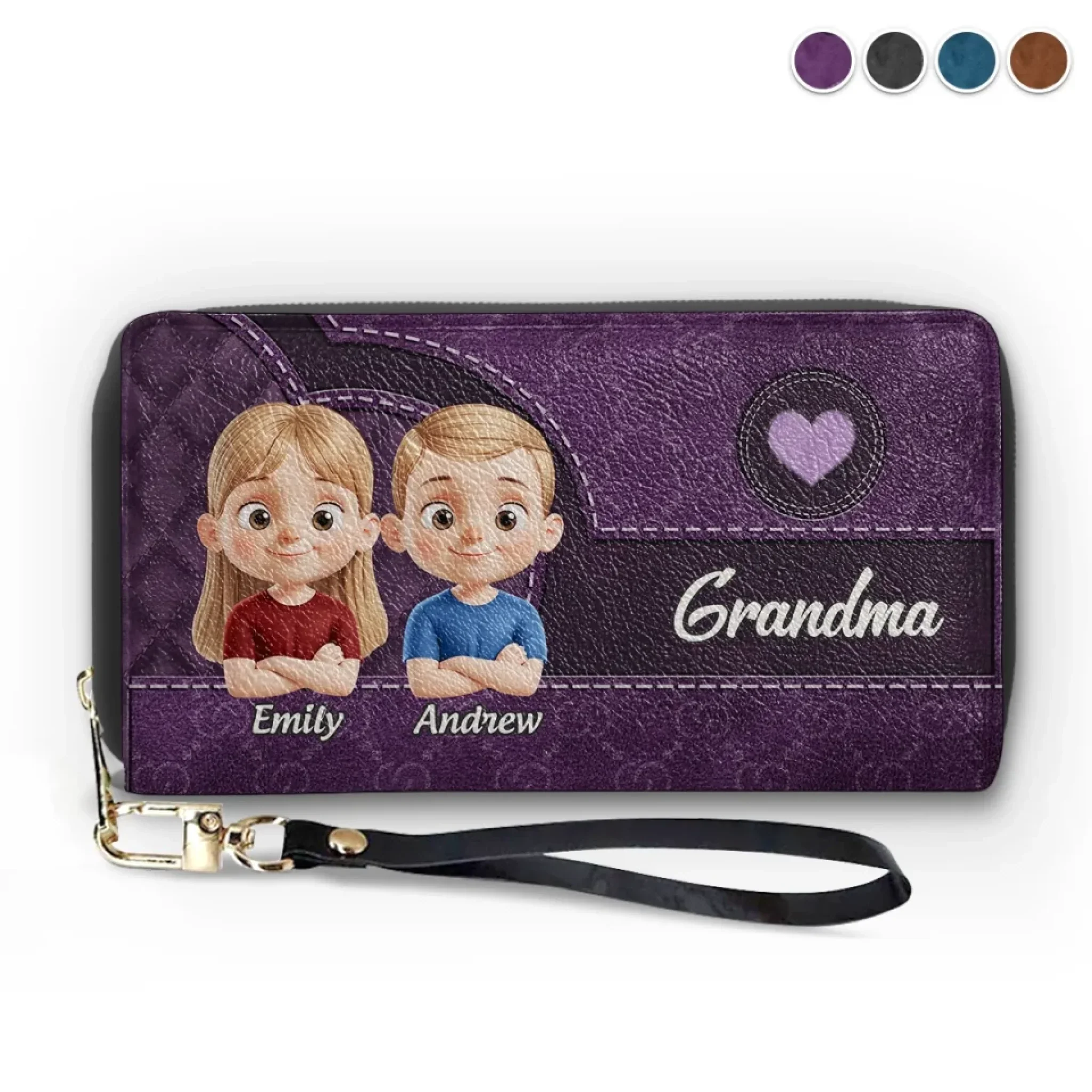 Where Love Is Always Within Reach - Family Personalized Custom Leather Long Wallet - Mother's Day, Gift For Mom, Grandma - Robaser