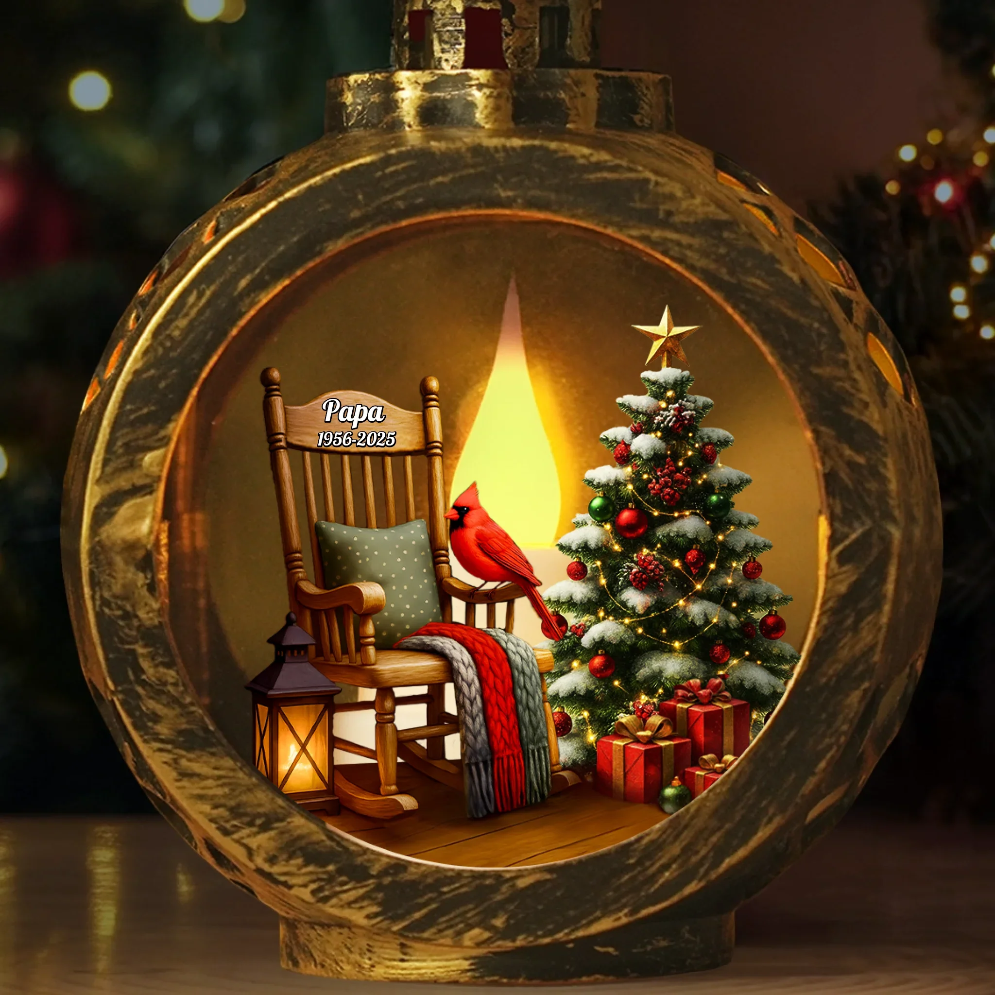 Custom Candlelight Lantern Ornament - Personalized Christmas Memorial Sympathy Gifts For Loss Of Mom, Dad - In Memory Of A Life - Robaser