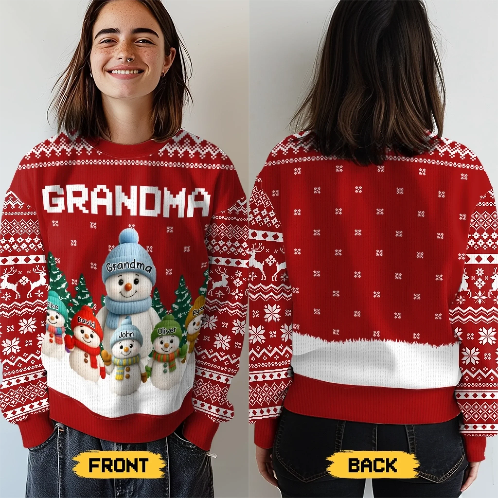 Custom Snowman Unisex Ugly Sweatshirt - Personalized Christmas Birthday Gifts For Mom, Grandma - Christmas Wonder Glows In Every Smile - Robaser