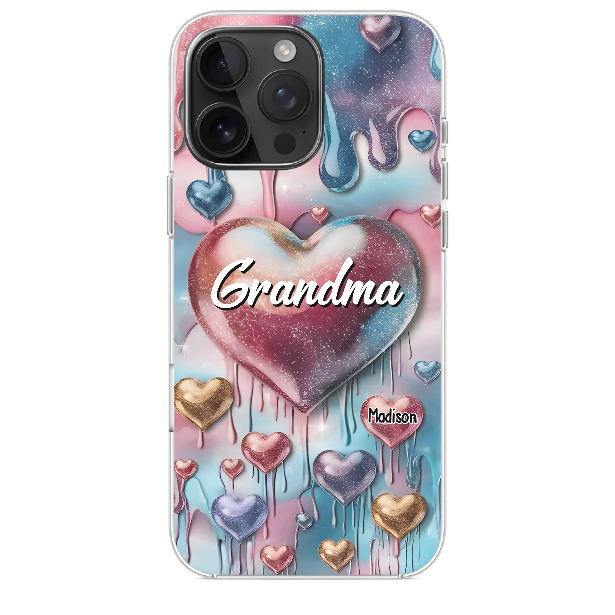 Forever In Grandmother's Heart - Family Personalized Custom 3D Inflated Effect Printed Clear Phone Case - Gift For Mom, Grandma - Robaser