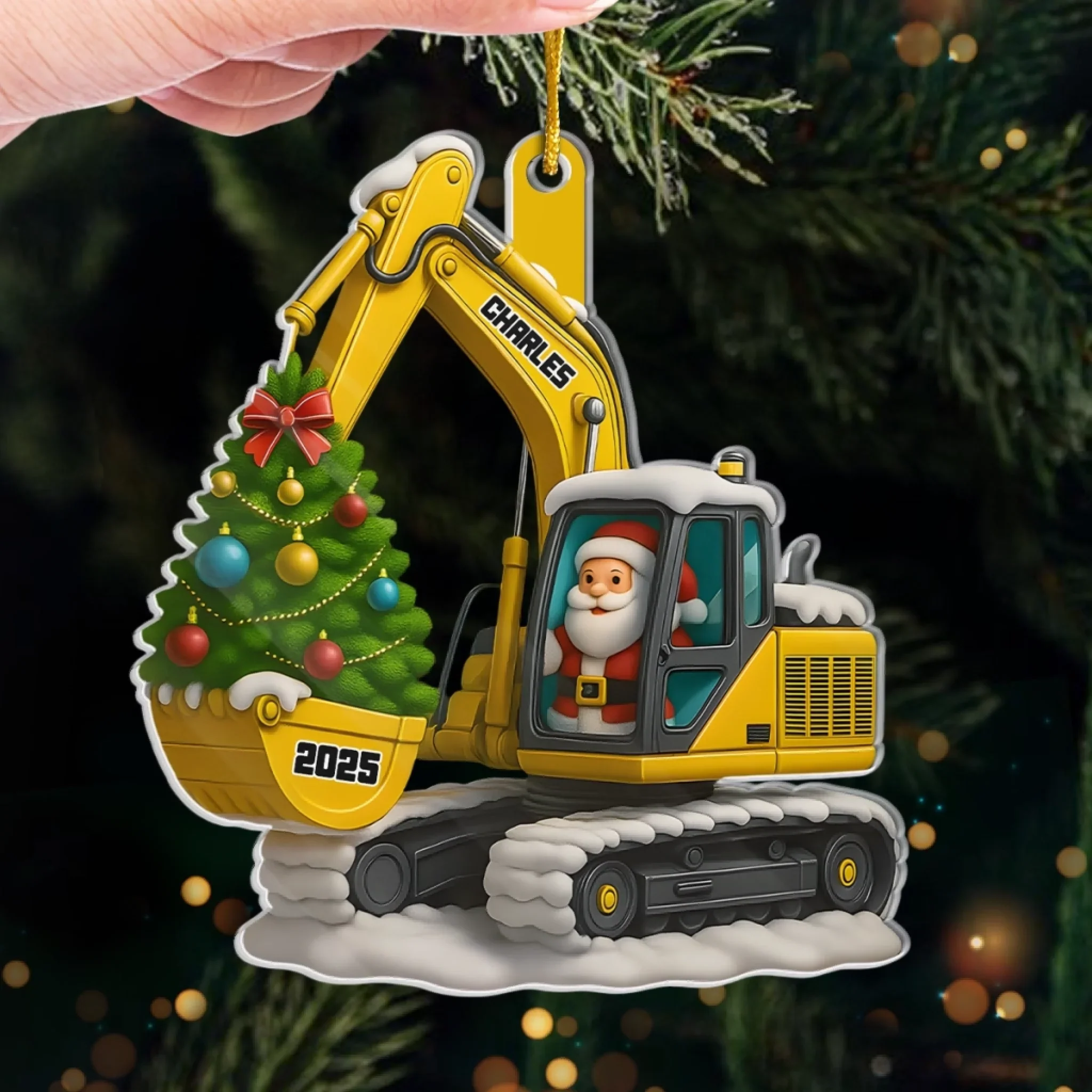 Custom Acrylic Ornament - Personalized Christmas Birthday Gifts For Kids - Santa  s Under Construction - Robaser