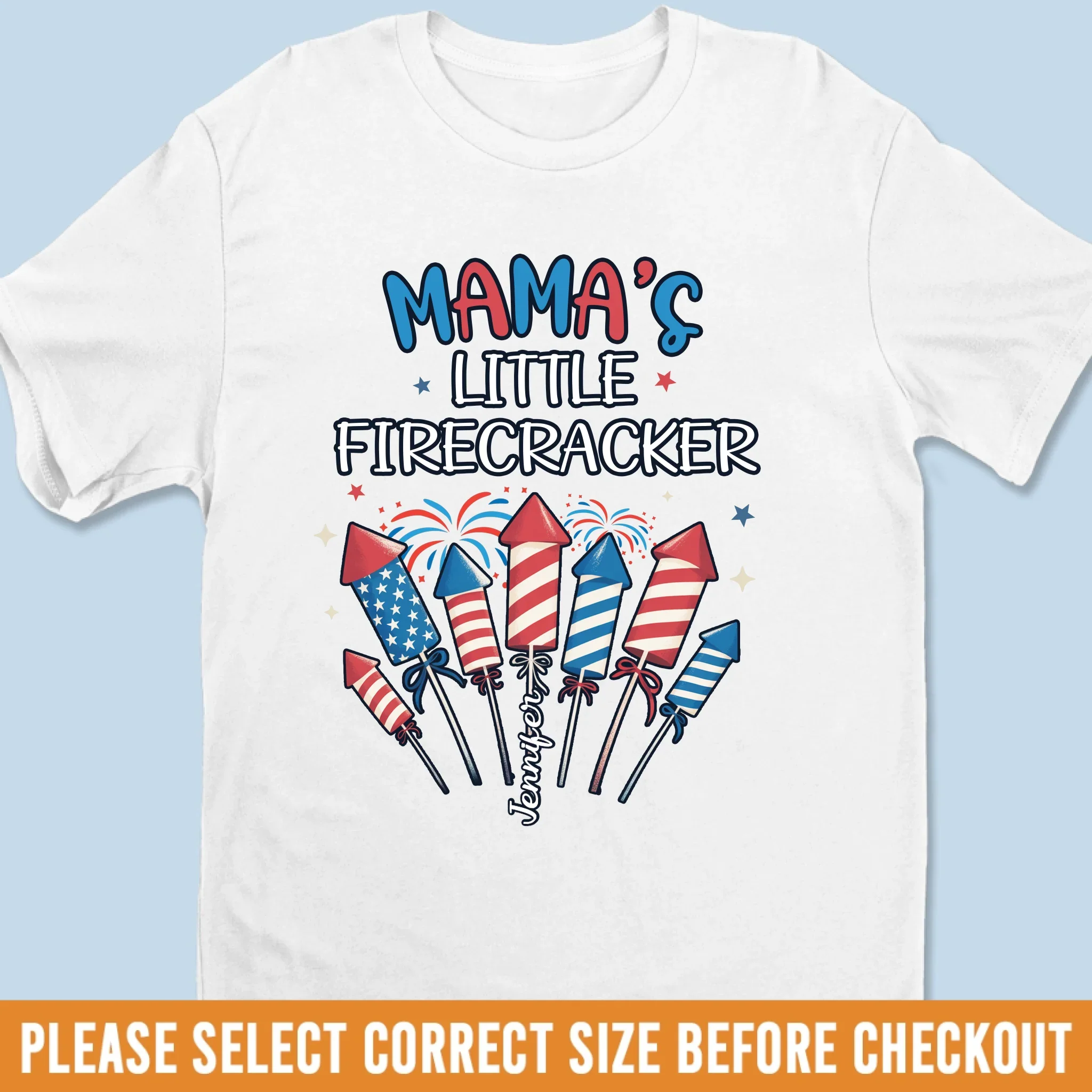 Little Firecracker Vibes - Family Personalized Custom Unisex T-shirt, Premium T-shirt, Hoodie - 4th Of July, Gift For Mom, Grandma - Robaser