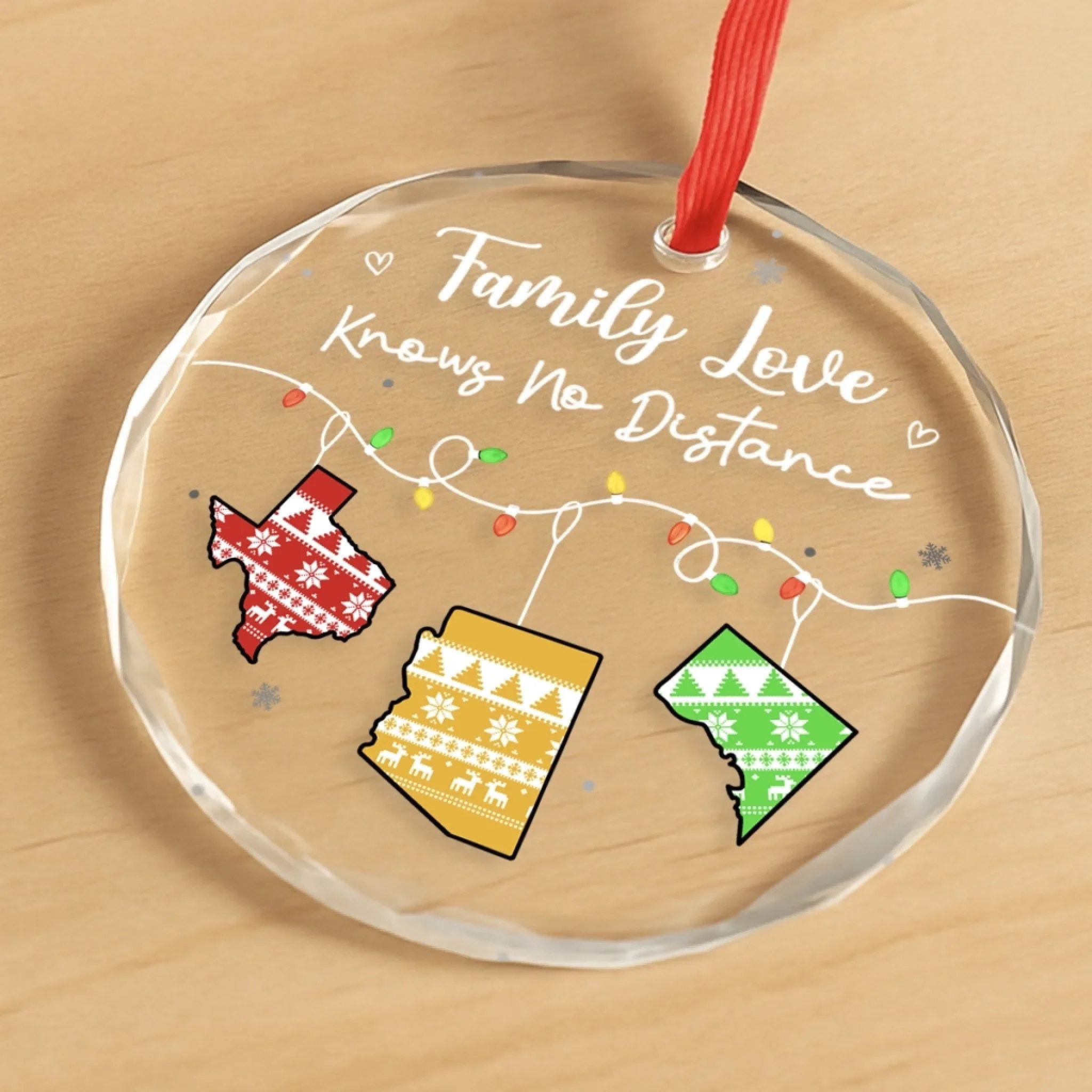 Custom Long Distance Circle Glass Ornament - Personalized Christmas Best Friend Birthday Gifts For Women, Besties, Sisters, BFF, Family - Wish We Were Closer Always - Robaser