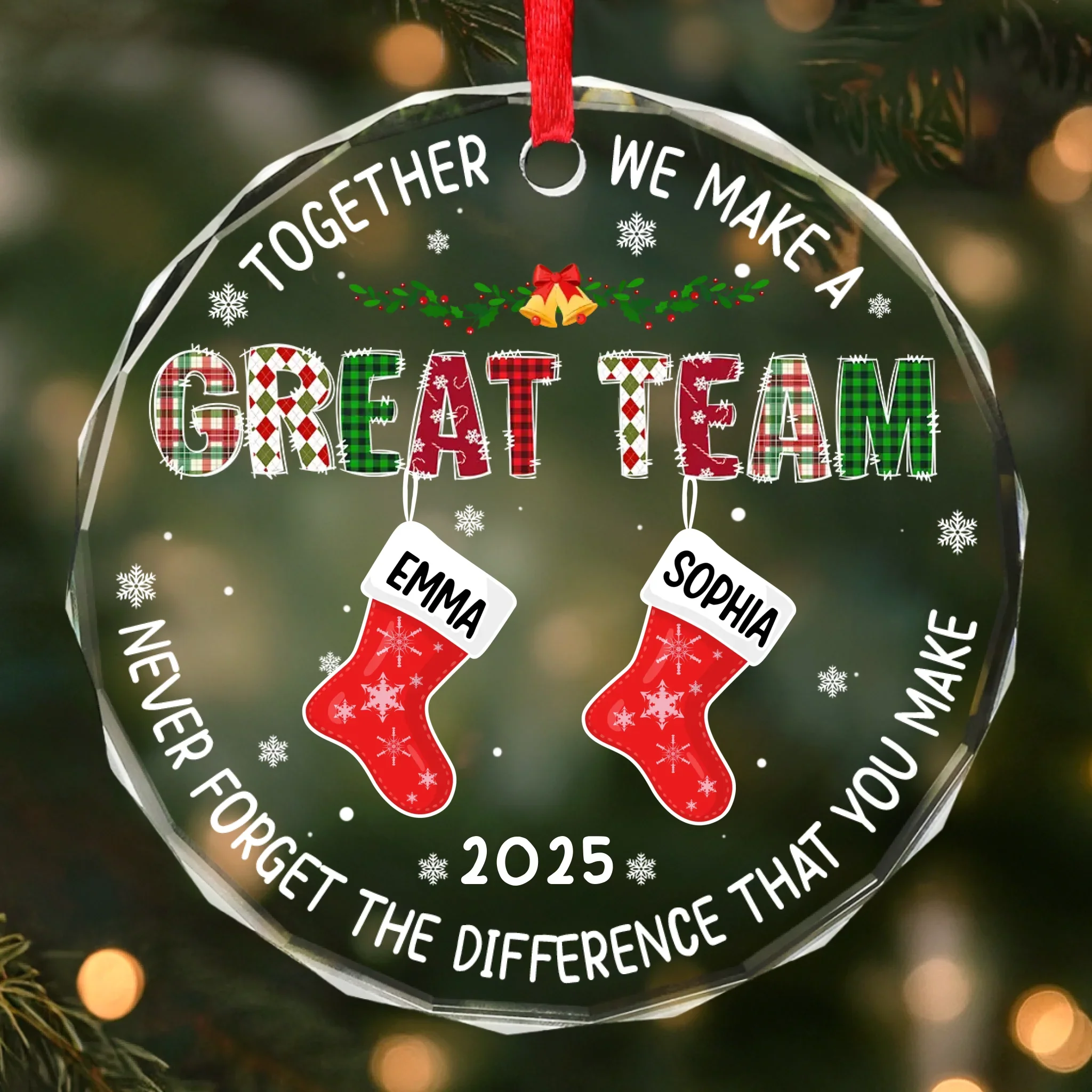 Custom Circle Glass Ornament - Personalized Christmas Birthday Gifts For Coworker, Work Bestie - Together We Make A Great Team - Robaser