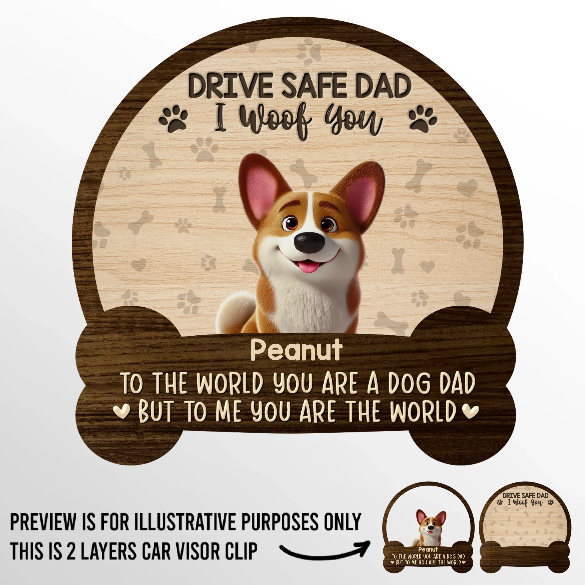 Best Dog Dad Ever, I Woof You - Dog Personalized Custom Car Visor Clip - Father's Day, Gift For Dad, Pet Owners, Pet Lovers - Robaser