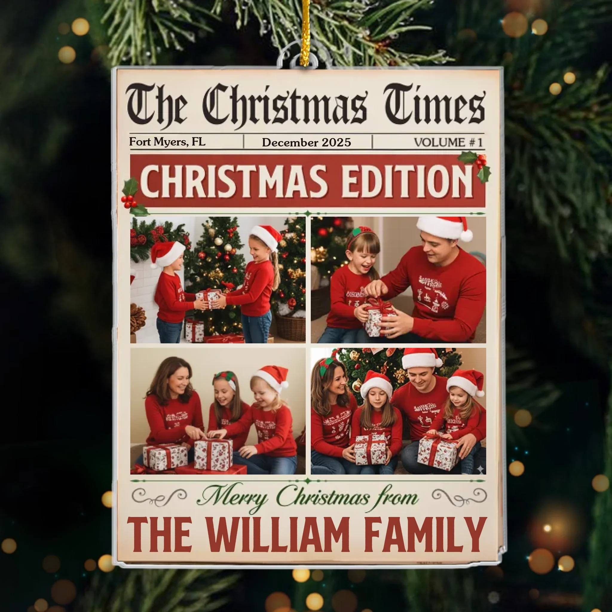 Custom Photo Acrylic Ornament - Personalized Christmas Birthday Gifts For Mom, Dad, Brother, Sister, Kids - Extra, Extra, Love  s The Headline This Year - Robaser