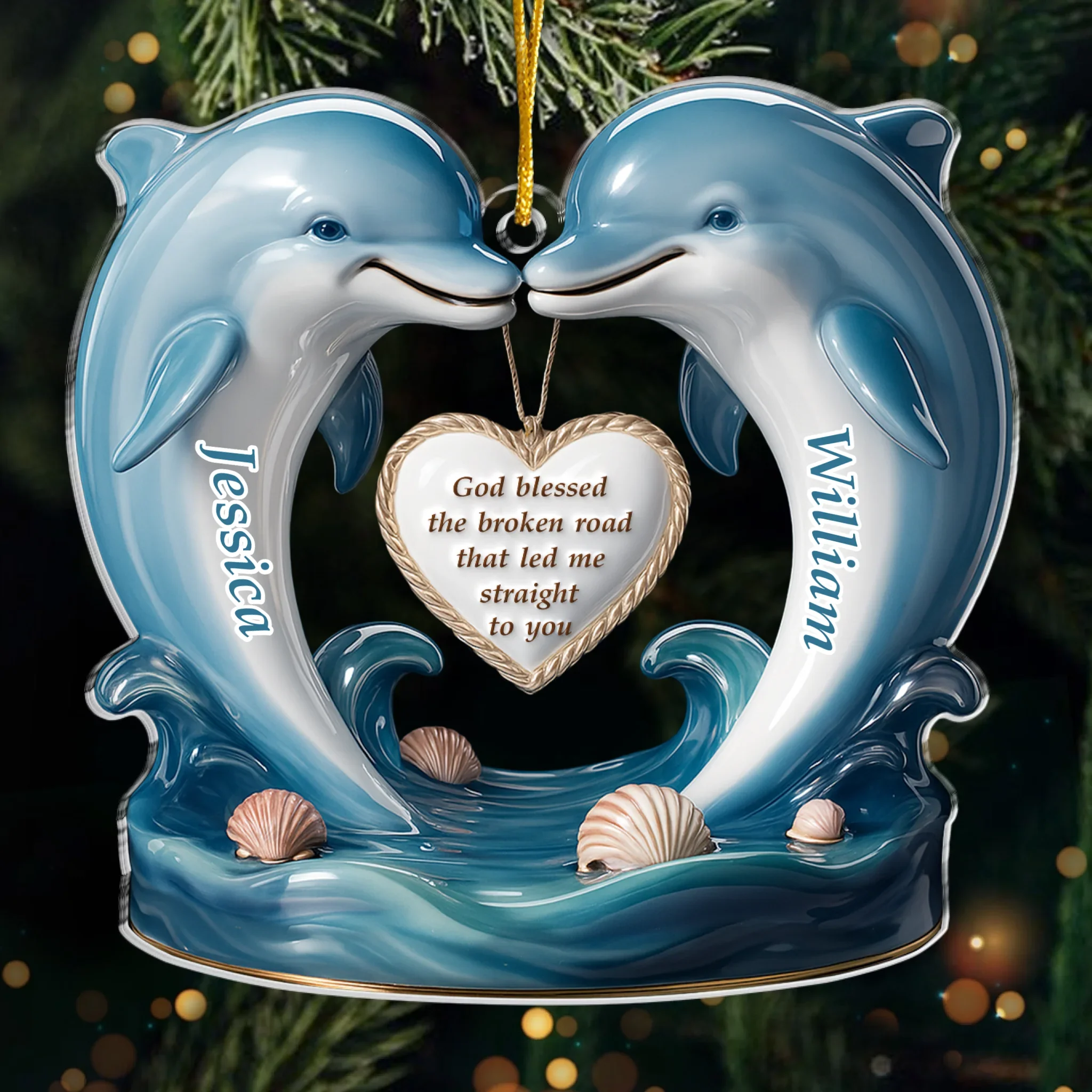 Custom Acrylic Ornament - Personalized Anniversary Wedding Gifts For Husband And Wife, Him And Her - Love Led Me Straight To You - Robaser