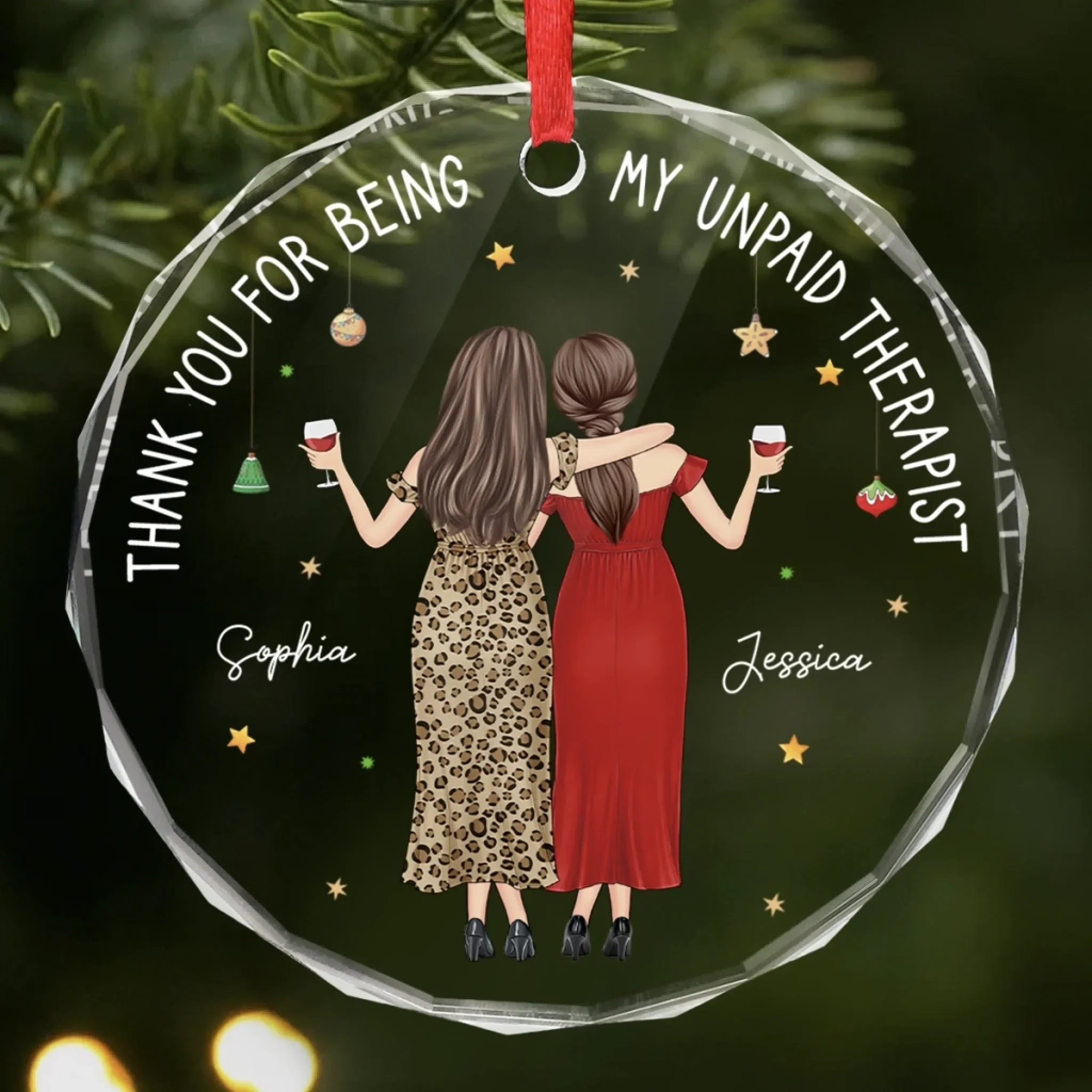 Custom Circle Glass Ornament - Personalized Best Friend Christmas Birthday Gifts For Women, Besties, Sisters, BFF - We  re The Perfect Mess - Robaser