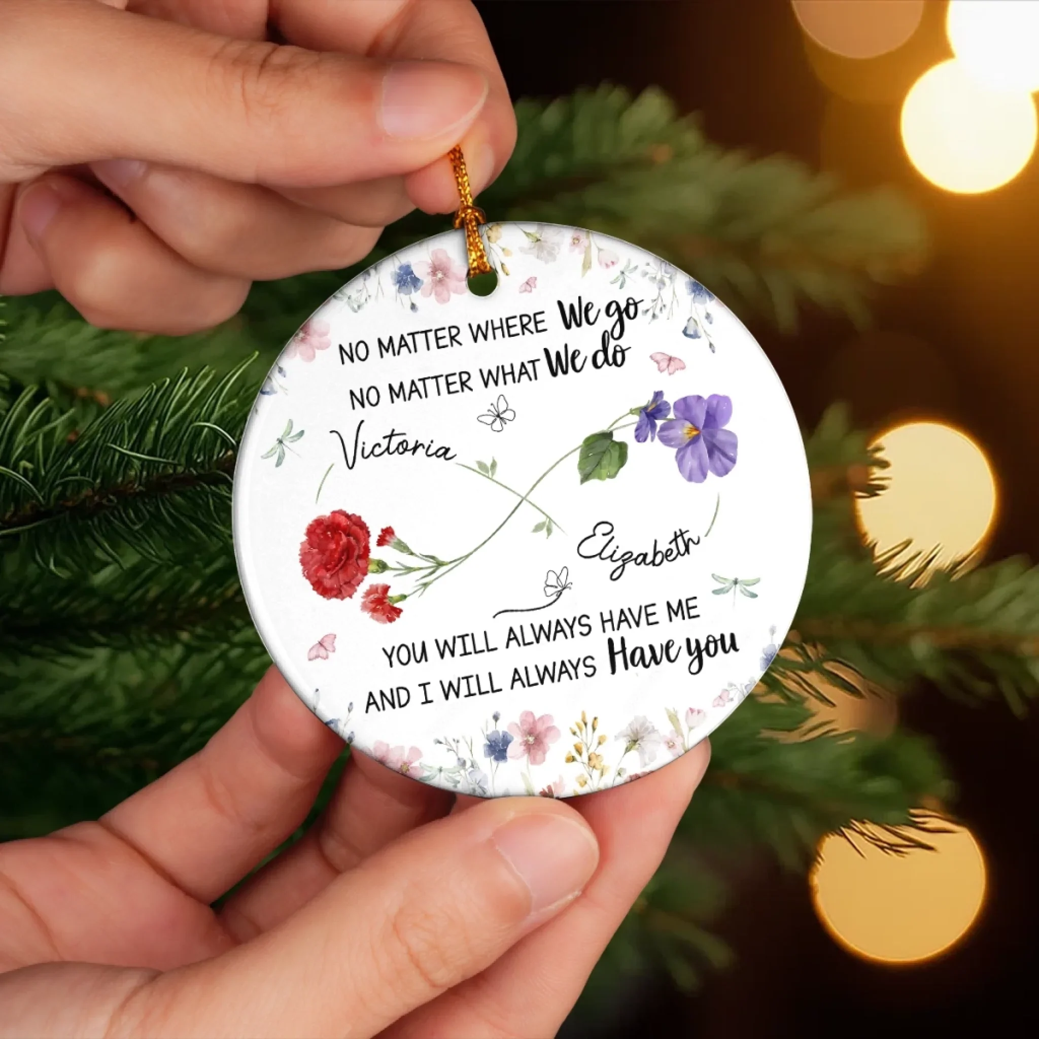 Custom Ceramic Ornament - Personalized Best Friend Christmas Birthday Gifts For Women, Besties, Sisters, BFF - Different Paths, Same Bond - Robaser