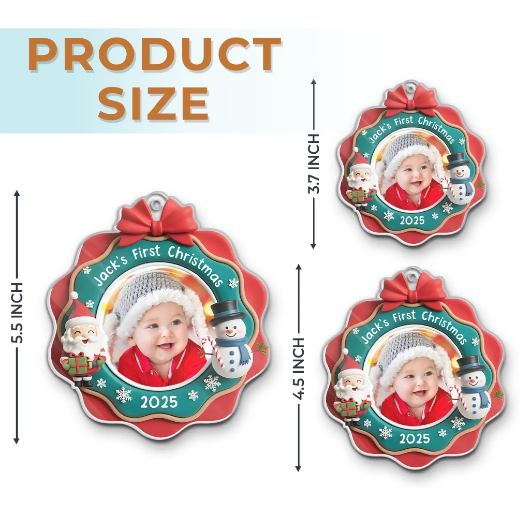 Custom Photo Acrylic Ornament - Personalized Christmas Baby Shower, Gender Reveal Gifts For New Moms, New Dads, New Parents - Jingle All The Way, Baby Style - Robaser