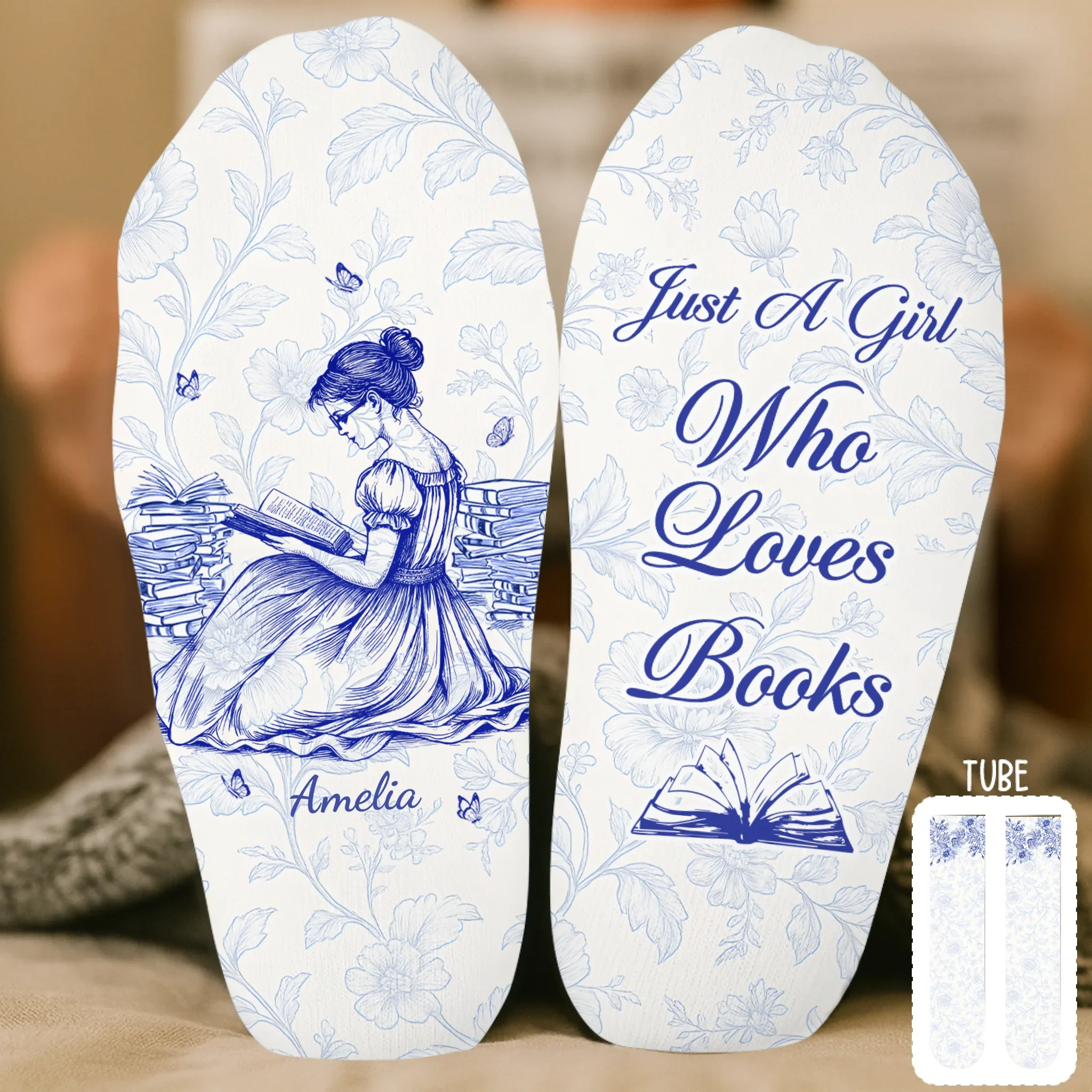 Custom Crew Socks - Personalized Bookish Gifts For Book Lovers, Bookworms, Readers - Book Lover  s Bliss - Robaser