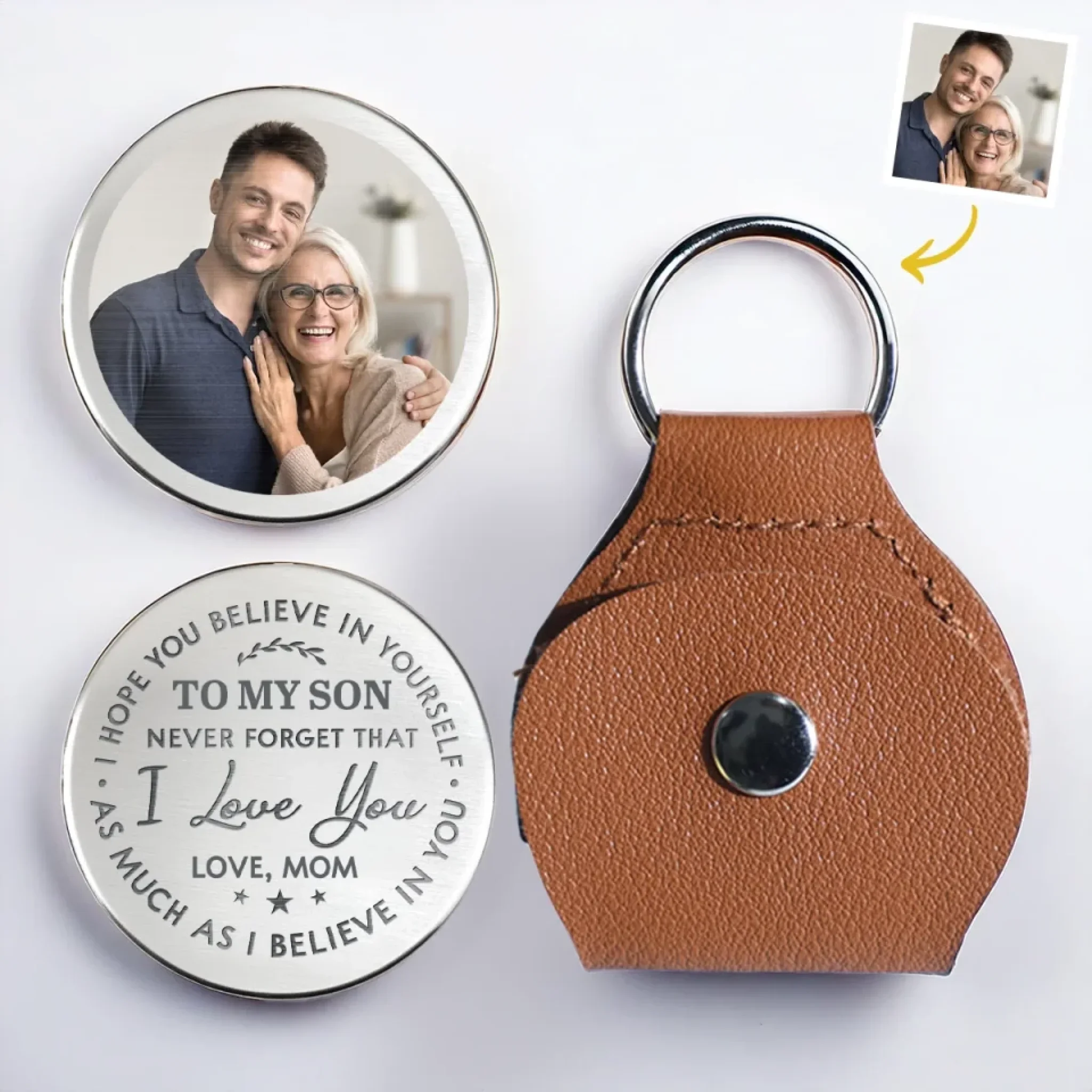 Custom Photo You Carry My Heart, And All My Faith In You - Family Personalized Custom Pocket Hug - Gift For Son, Daughter, Grandson, Granddaughter - Robaser