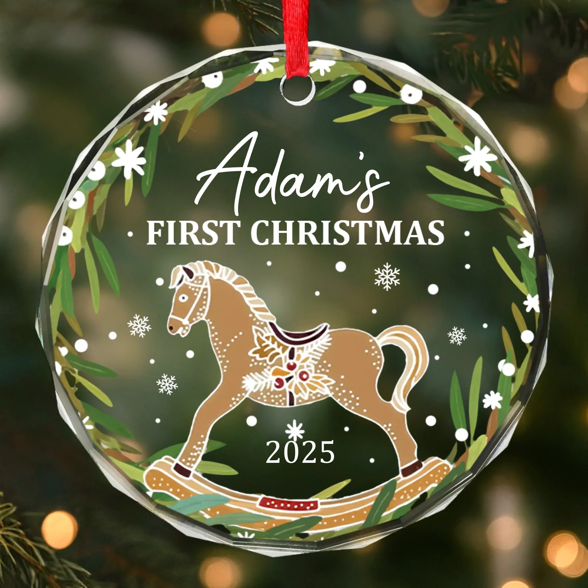 Custom Baby First Christmas Glass Ornament - Personalized Christmas Baby Shower, Gifts For New Moms, New Dads, New Parents - New Joy This Christmas - Robaser