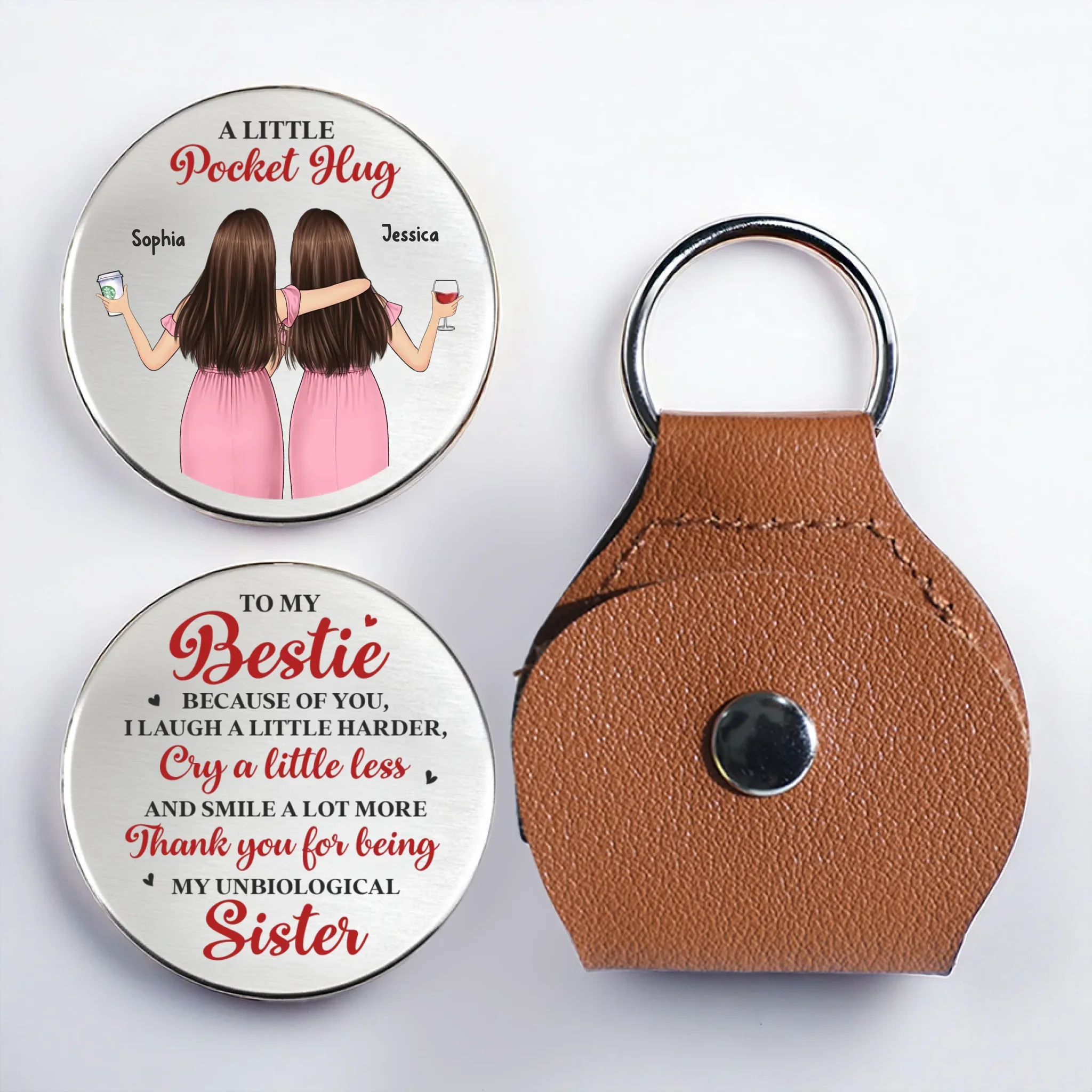 Custom Pocket Hug - Personalized Best Friend Birthday Gifts For Women, Besties, Sisters, BFF - Holiday Cheer Is Better Together - Robaser