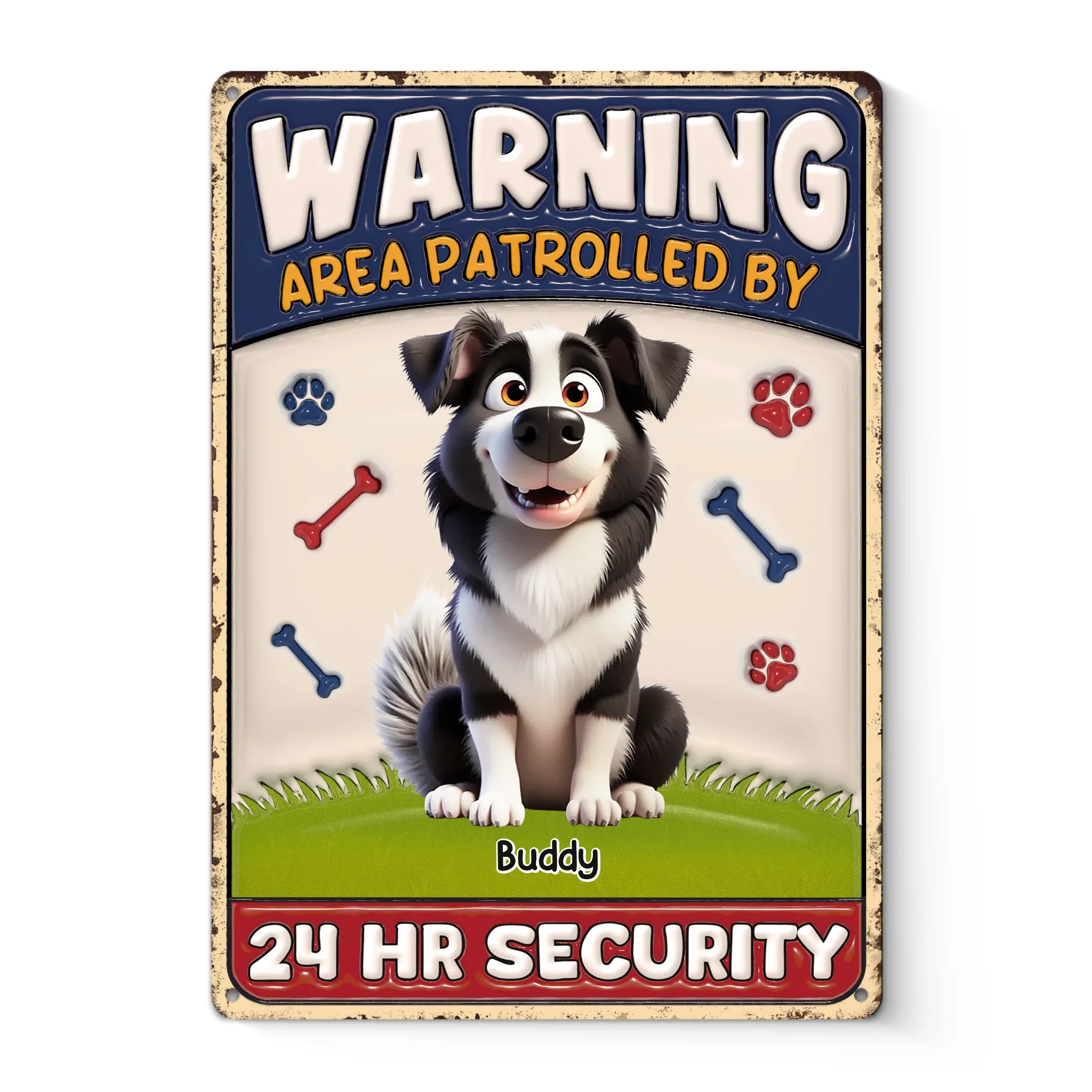 Custom 3D Inflated Effect Printed Home Decor Metal Sign - Personalized  Birthday Gifts For Dog Lovers, Dog Dad And Mom - Woofing Is Our Warning System - Robaser