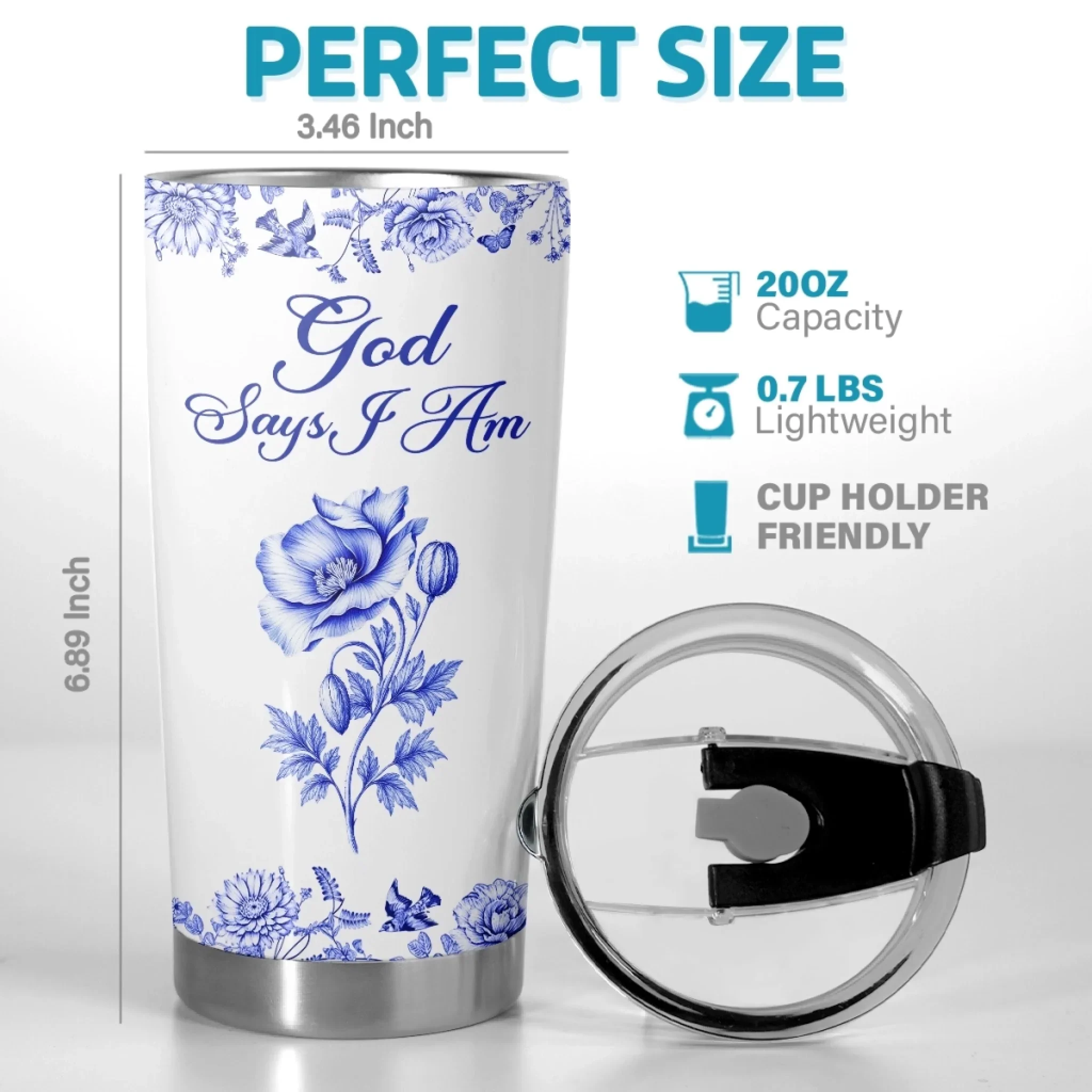 Custom Tumbler - Personalized Best Friend Birthday Gifts For Women, Besties, Sisters, BFF, Family, Yourself - God Says I Am - Robaser