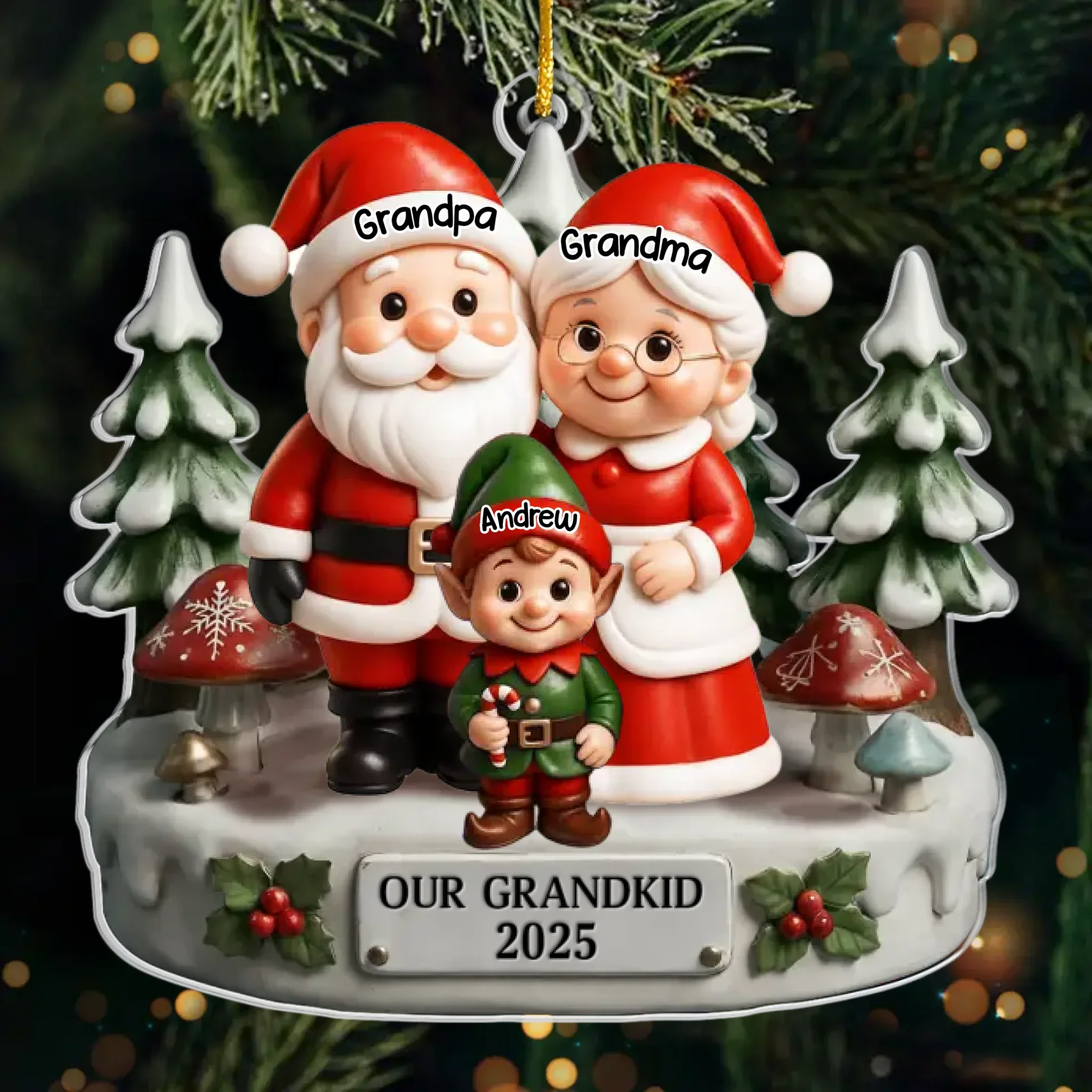 Custom Acrylic Ornament - Personalized Christmas Birthday Gifts For Grandpa, Grandma - Smiles Shine Bright Waiting For Santa - Robaser