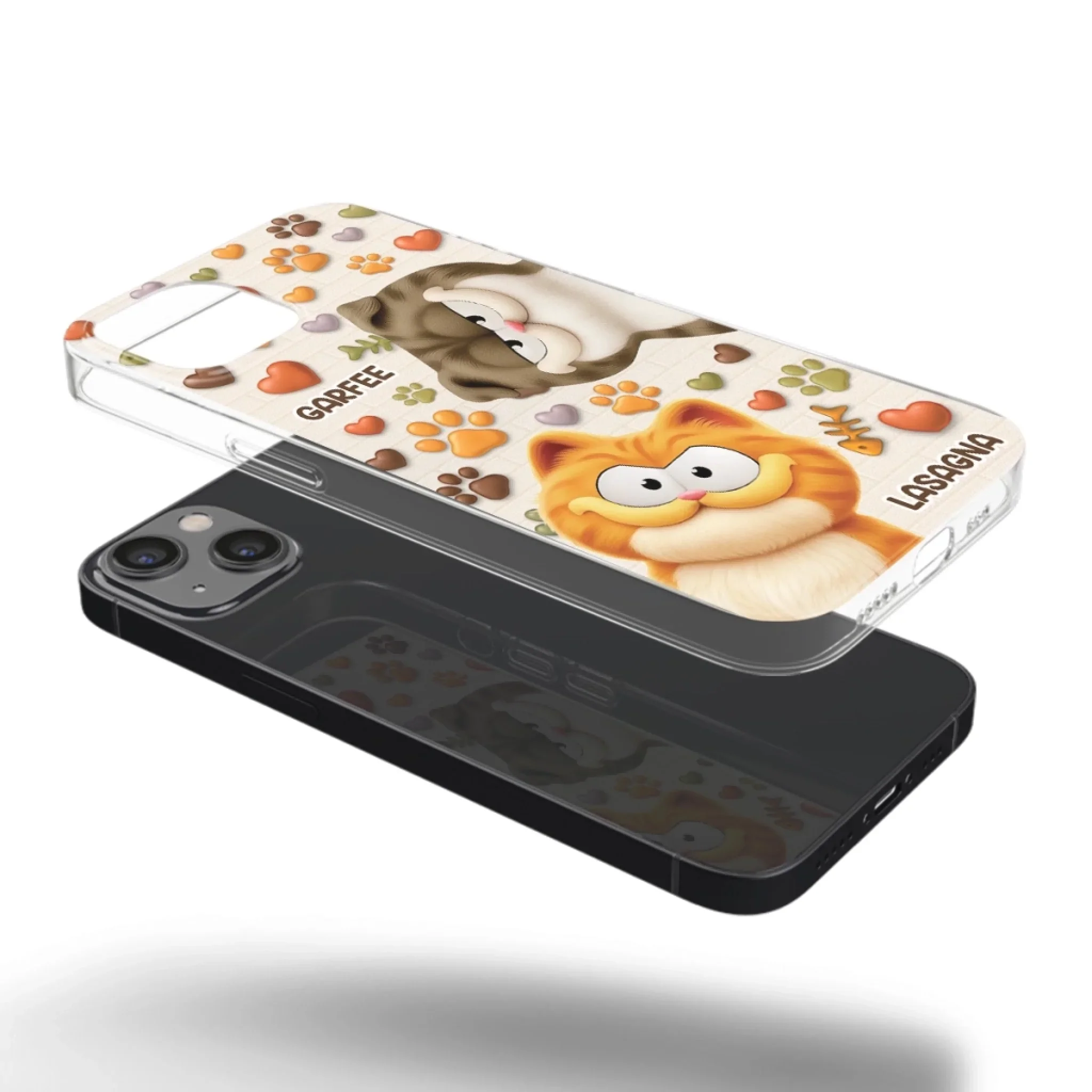Custom 3D Inflated Effect Printed Clear Phone Case - Personalized Birthday Gifts For Cat Lovers, Cat Mom And Dad - Furry Friends Brighten Every Call - Robaser