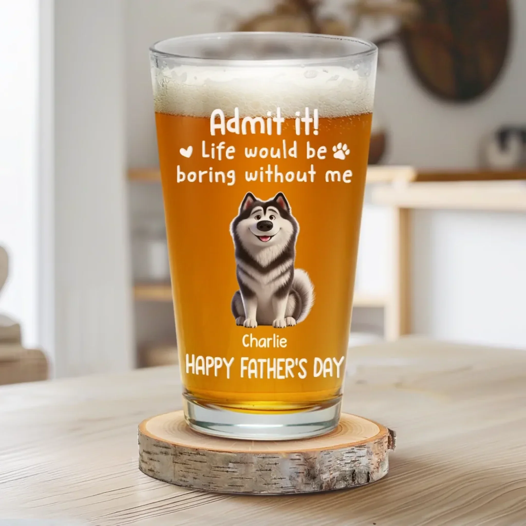 I Woof You, Dad - Dog Personalized Custom Beer Glass - Father's Day, Gift For Pet Owners, Pet Lovers - Robaser