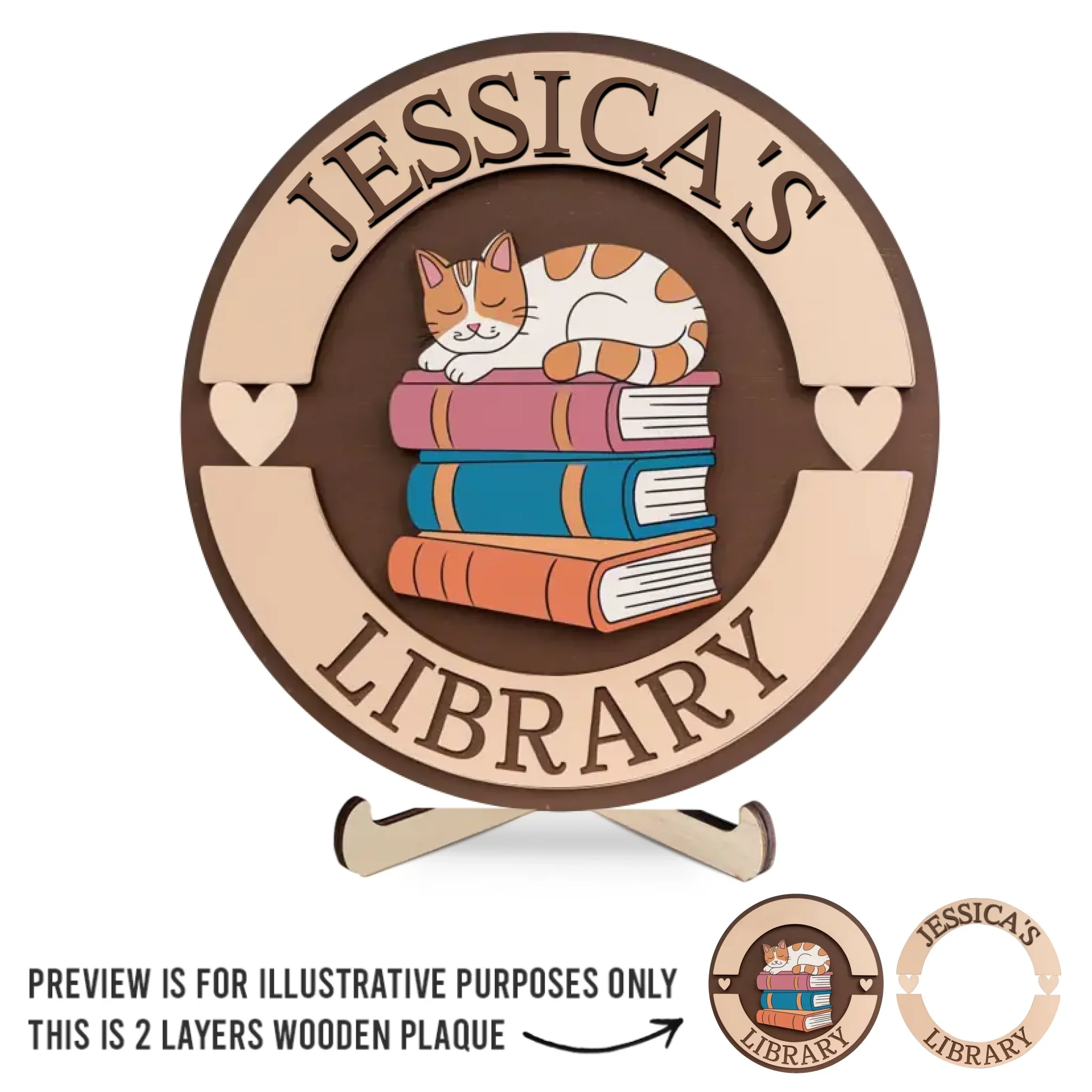 Sharp, Curious, And Always Learning - Family Personalized Custom 2-Layered Wooden Plaque With Stand - Gift For Yourself, Best Friends, Siblings, Family Members - Robaser