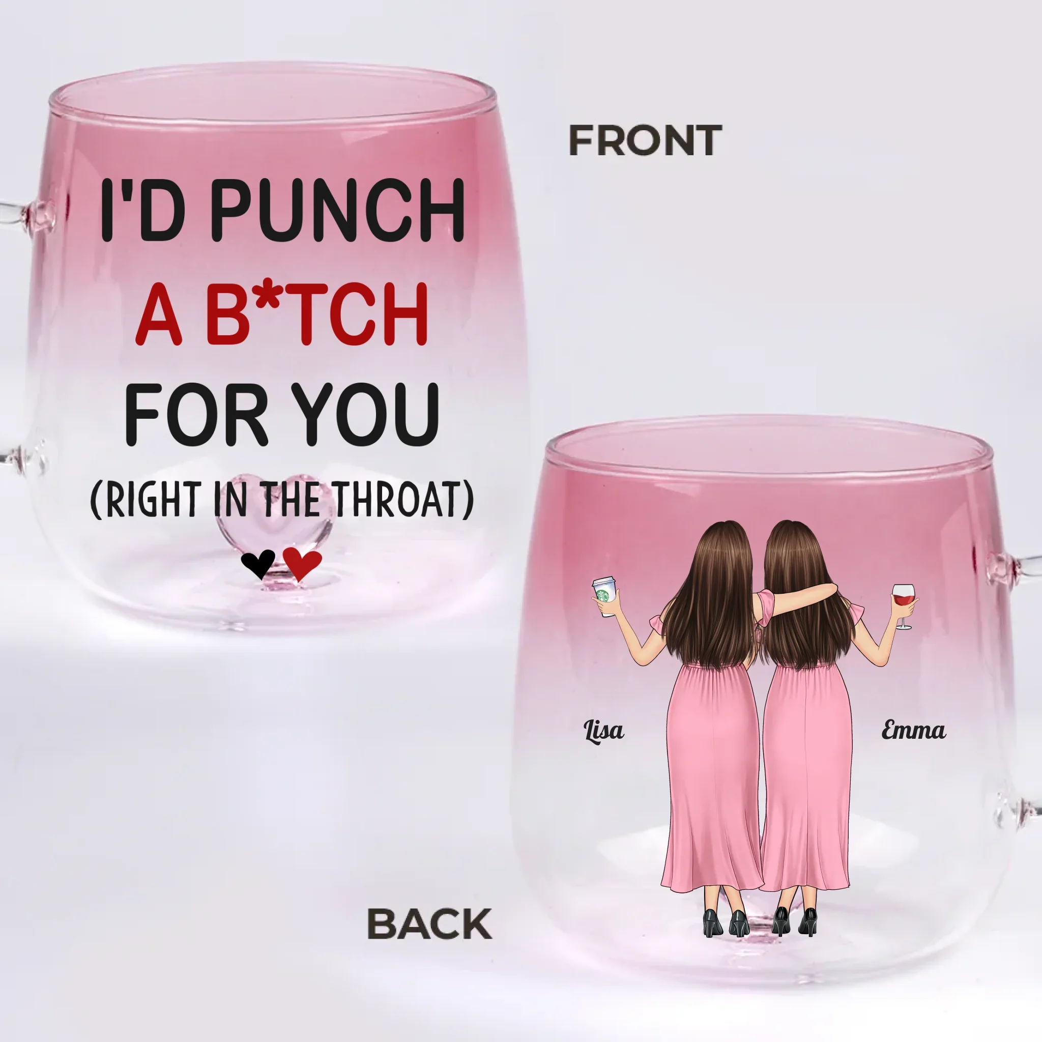 You Keep Me Sane - Bestie Personalized Custom Gradient Glass Mug - Gift For Best Friends, BFF, Sisters - Robaser