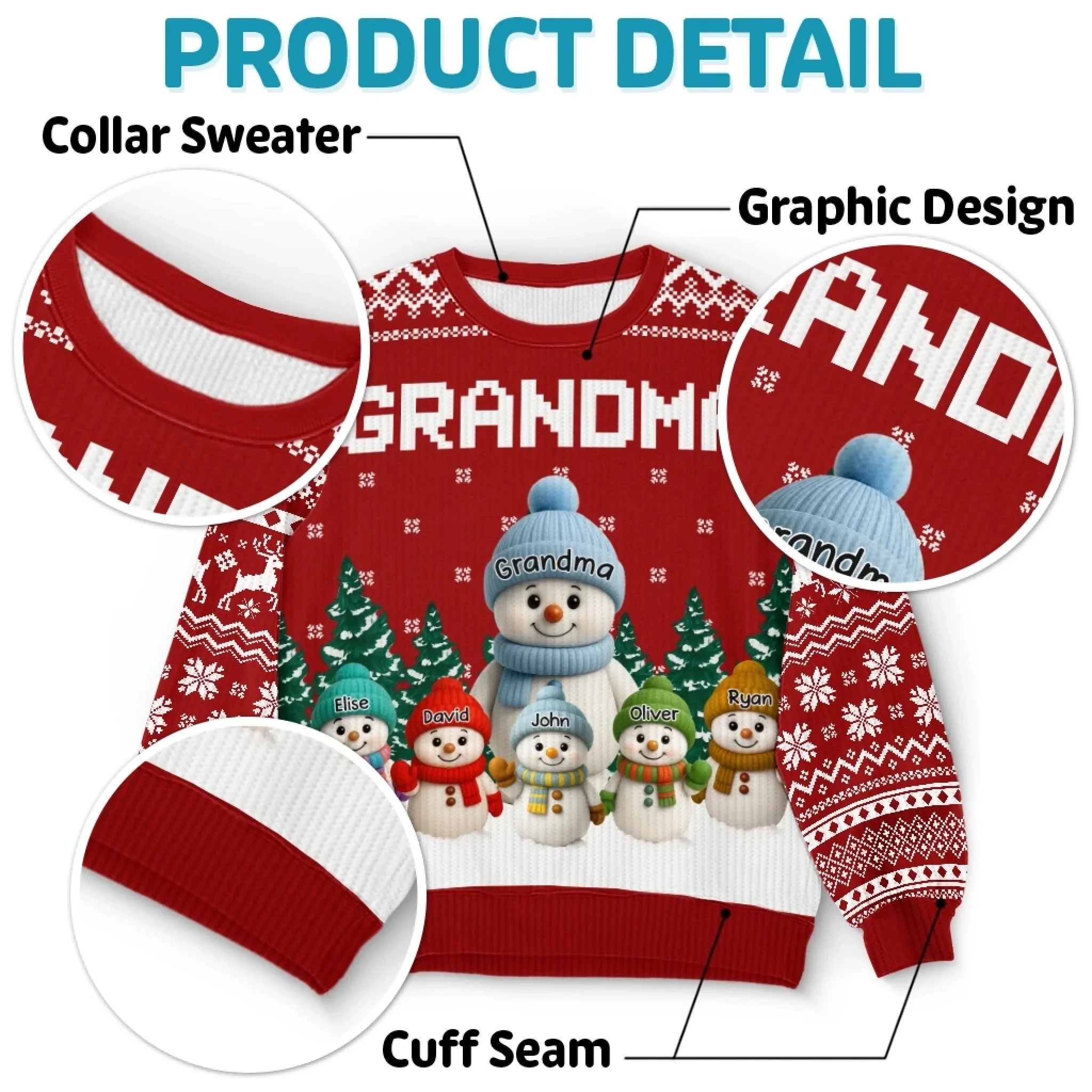 Custom Snowman Unisex Ugly Sweatshirt - Personalized Christmas Birthday Gifts For Mom, Grandma - Christmas Wonder Glows In Every Smile - Robaser
