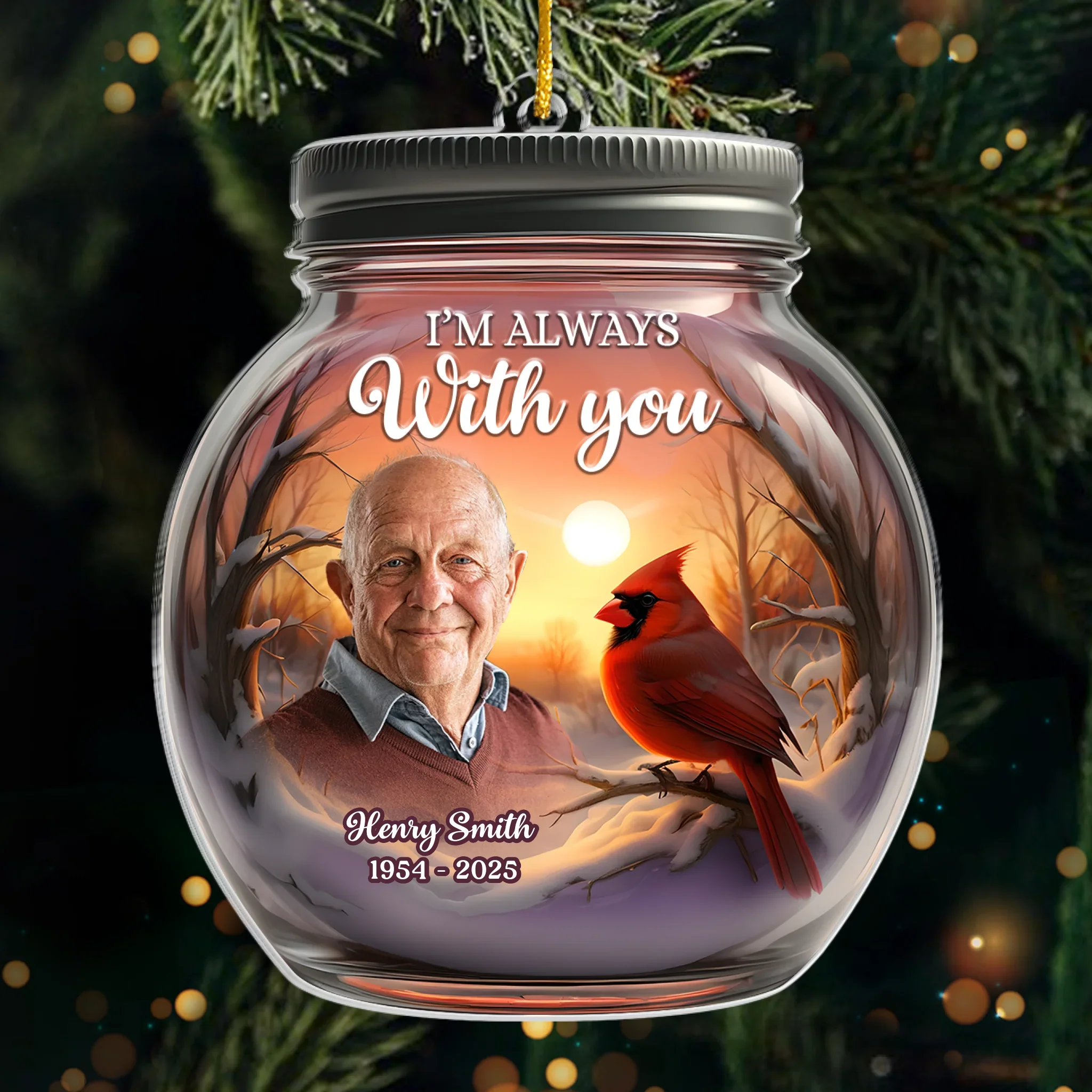 Custom Photo Acrylic Ornament - Personalized Christmas Memorial Sympathy Gifts For Loss Of Mom, Dad - With Me Forevermore - Robaser