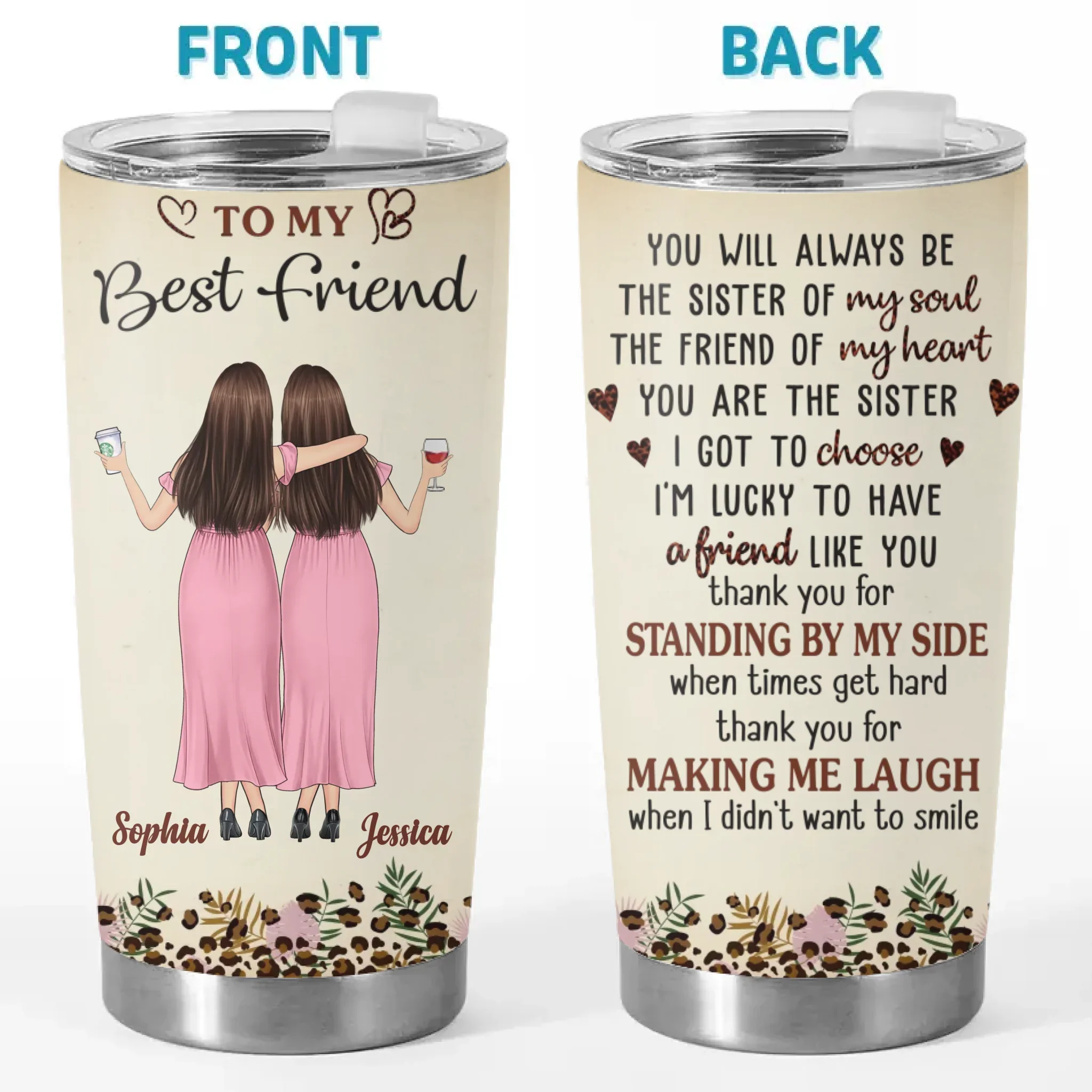 Custom Tumbler - Personalized Best Friend Birthday Gifts For Women, Besties, Sisters, BFF - Besties Fuel Each Other - Robaser
