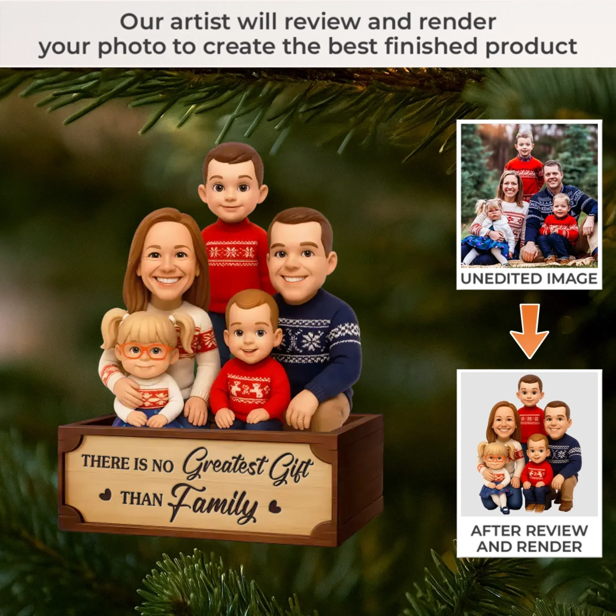 Custom Photo Acrylic Ornament - Personalized Christmas Birthday Gifts For Mom, Dad, Brother, Sister, Kids - The Best Present Is Us Together - Robaser