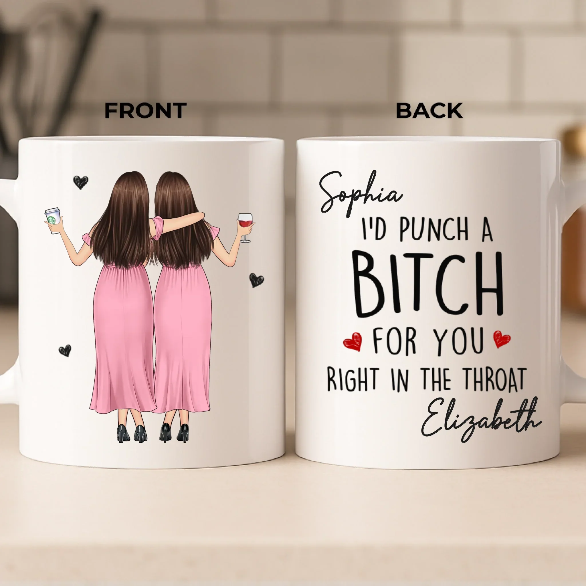 Custom Mug - Personalized Best Friend Birthday Gifts For Women, Besties, Sisters, BFF - Laugh In The Same Language - Robaser