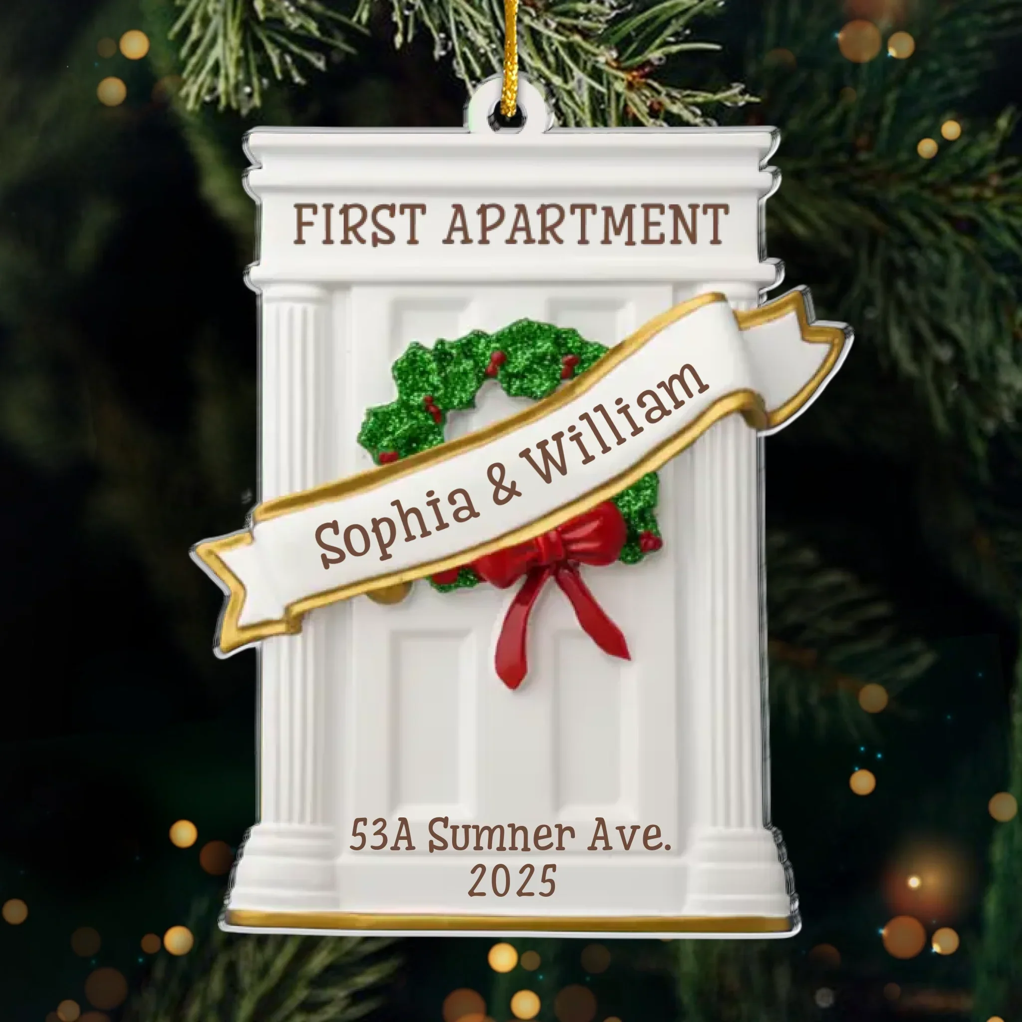 Custom First Christmas In New Home Acrylic Ornament - Personalized Anniversary Christmas Wedding Gifts For Husband And Wife, Him And Her, New Homeowners, Couples, Friends - Our Cozy Beginning - Robaser