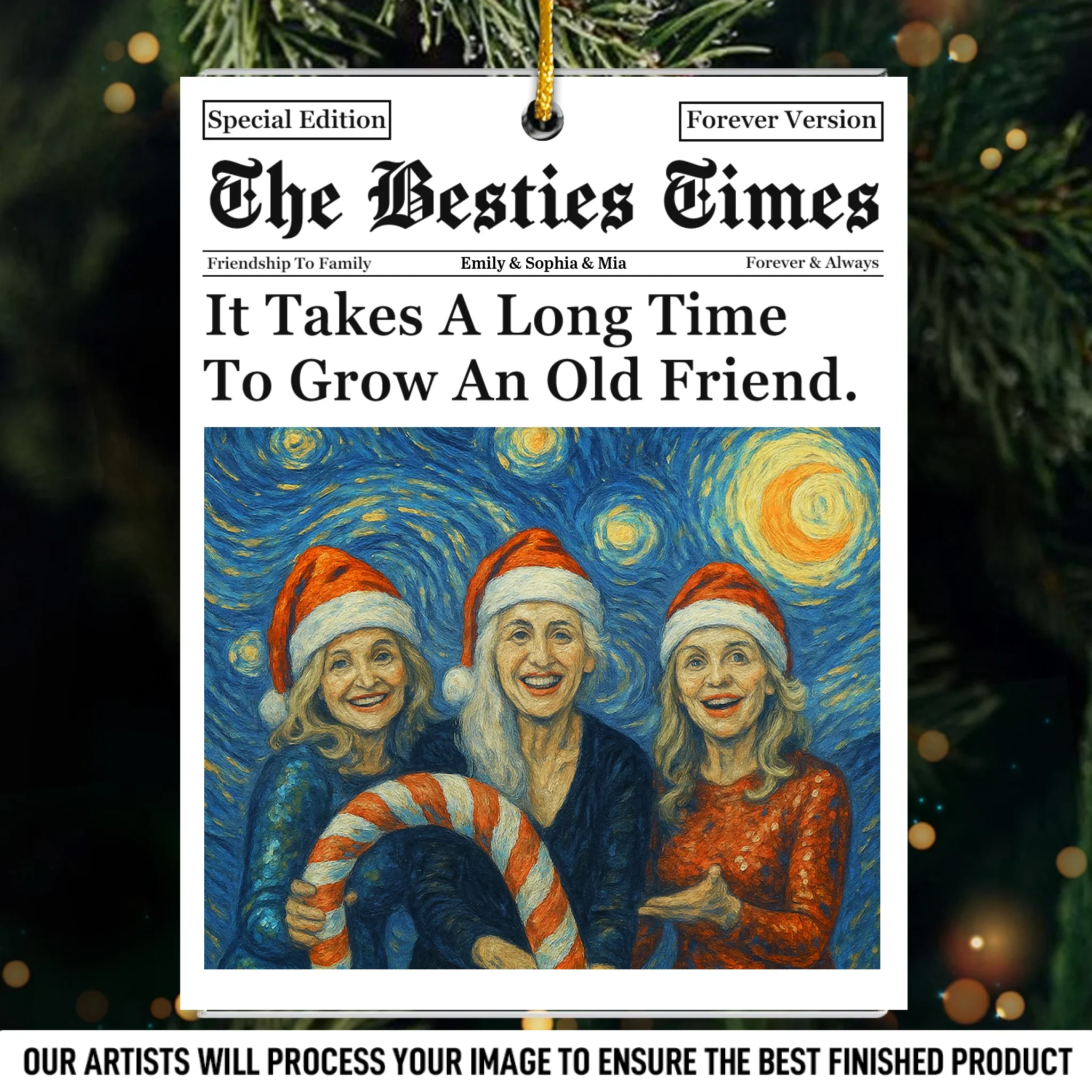 Custom Photo Acrylic Ornament - Personalized Christmas Best Friend Birthday Gifts For Women, Besties, Sisters, BFF - Our Laughter Never Gets Old - Robaser