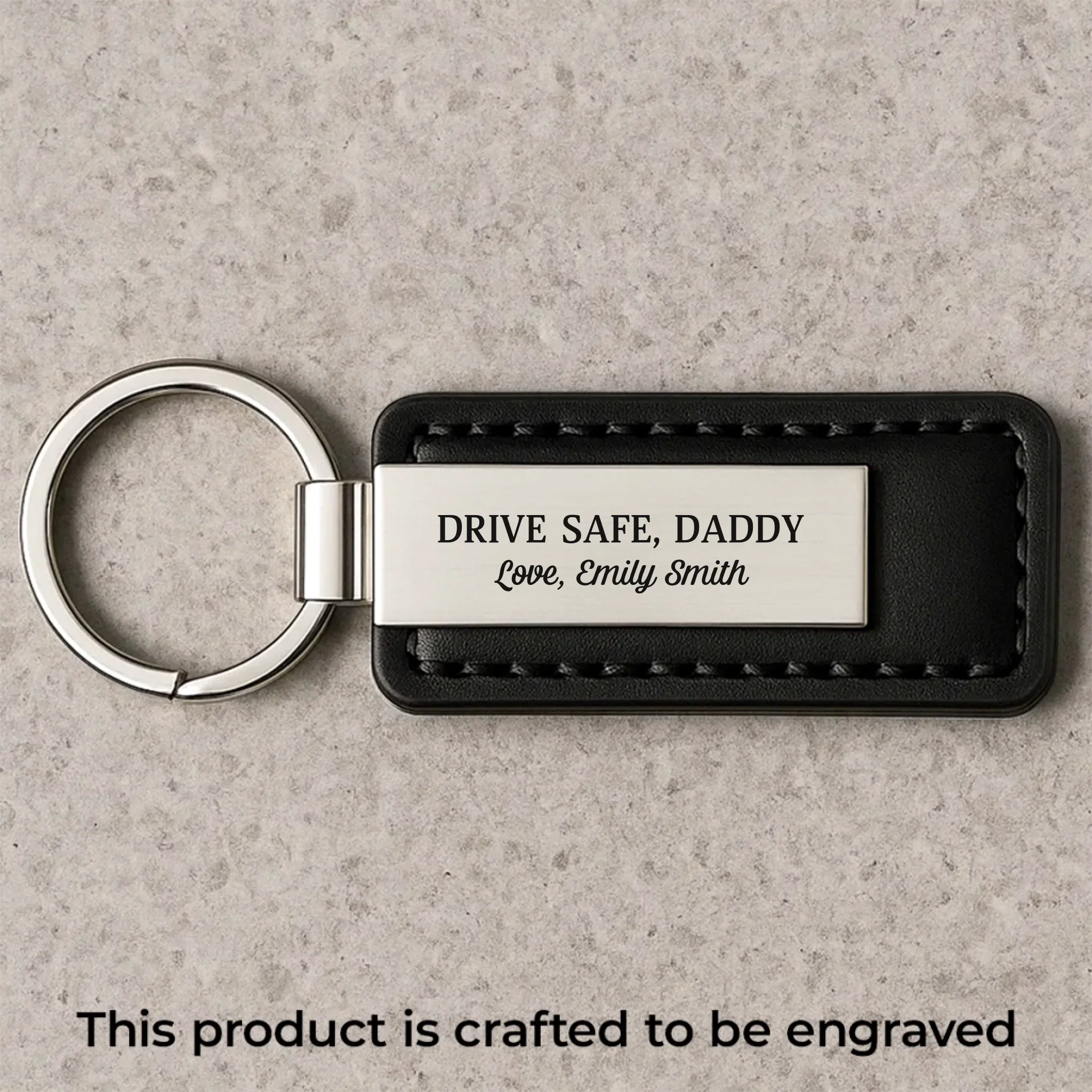 Drive Safe, Daddy - Family Personalized Custom Metal With Leather Keychain - Father's Day, Gift For Dad, Grandpa - Robaser