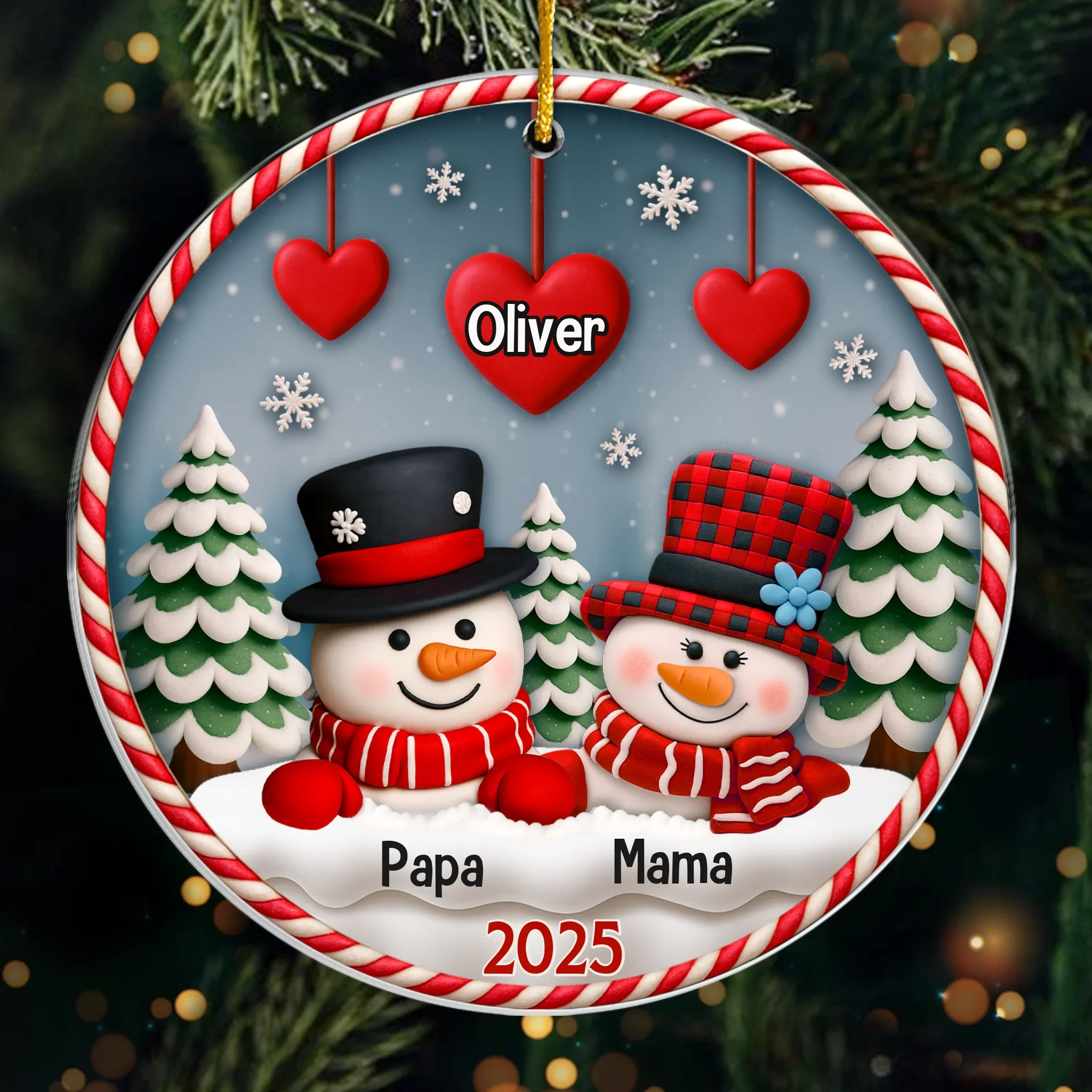 Custom Acrylic Ornament - Personalized Christmas Birthday Gifts For Mom, Dad, Grandma, Grandpa - Snow Much Love - Robaser