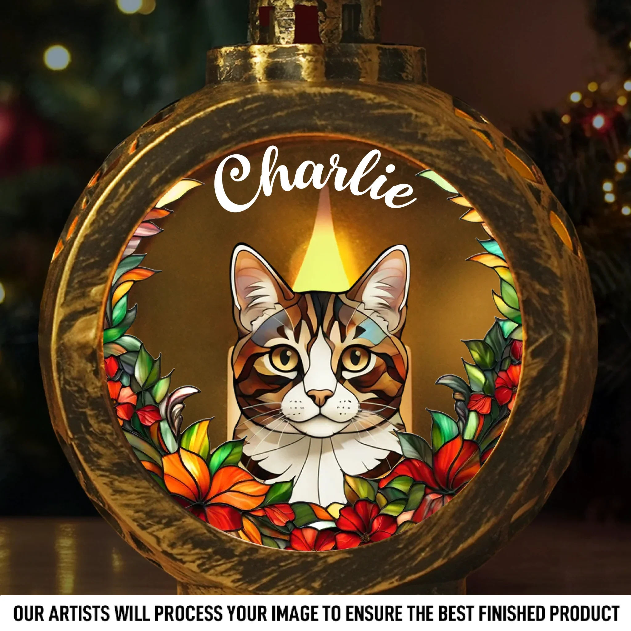 Custom Photo Candlelight Lantern Ornament - Personalized Pet Christmas Memorial Sympathy Gifts For Dogs, Cats - Gentle Paws Leave Lasting Love - Robaser