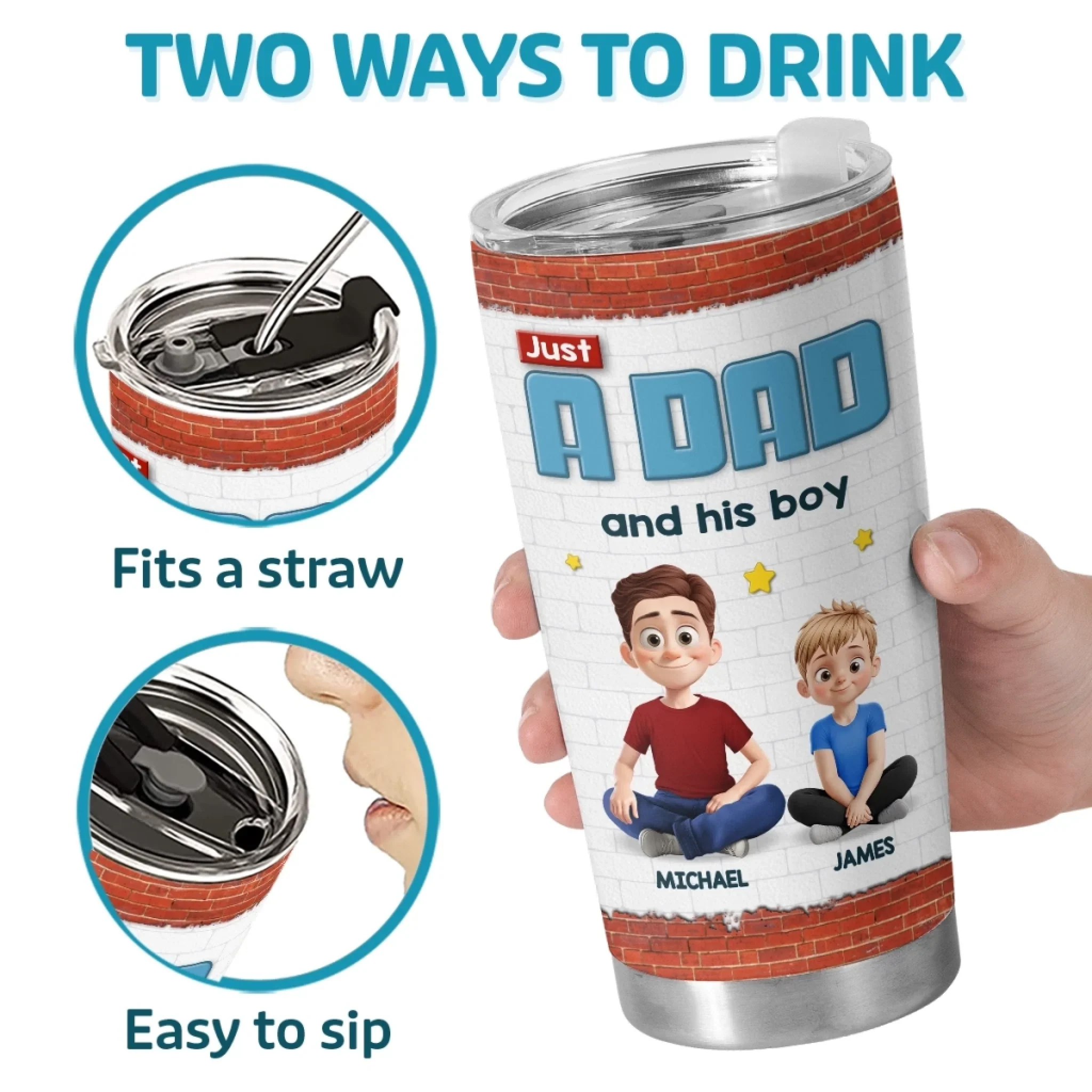 One Dad, One Kid And Infinite Chaos - Family Personalized Custom Tumbler - Father's Day, Gift For Dad - Robaser