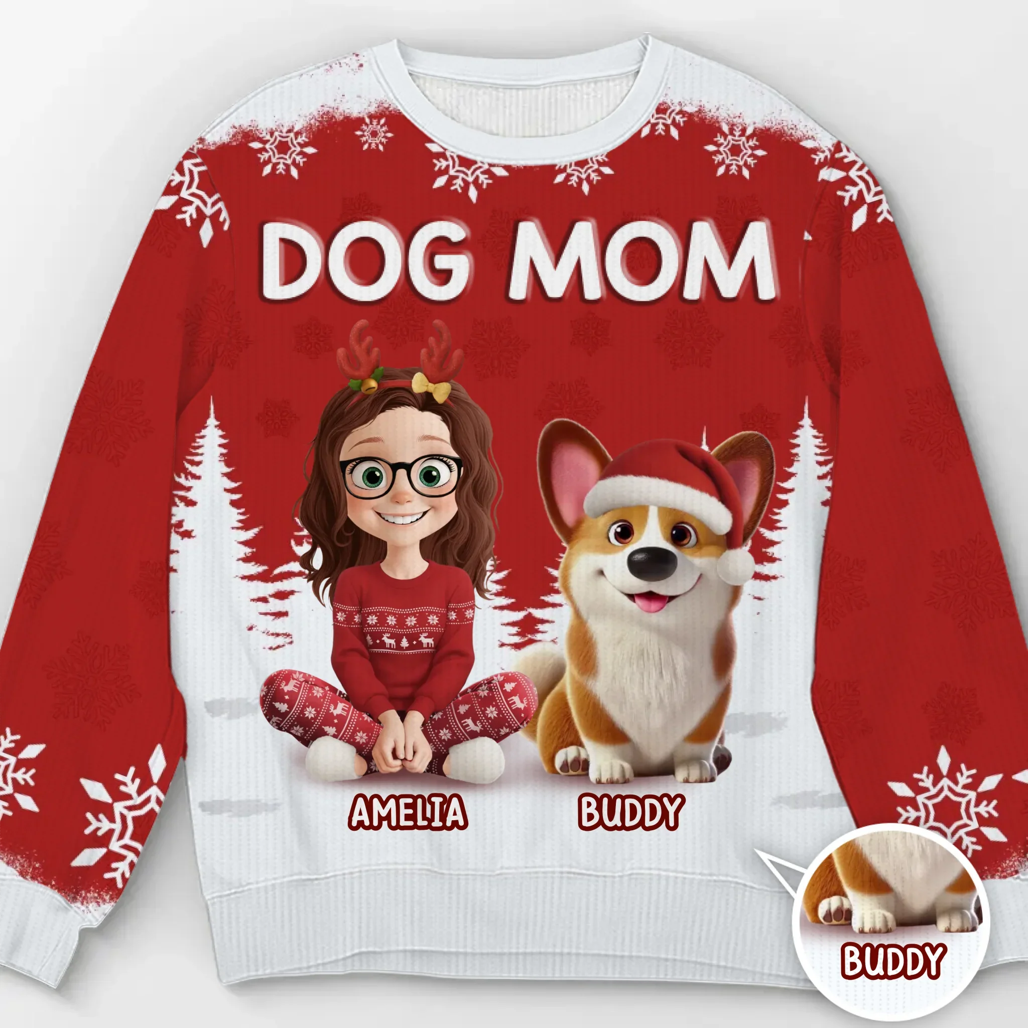 Custom Unisex Ugly Sweatshirt - Personalized  Christmas Birthday Gifts For Dog Lovers, Dog Dad And Mom - Furry Love Looks Good On Me - Robaser