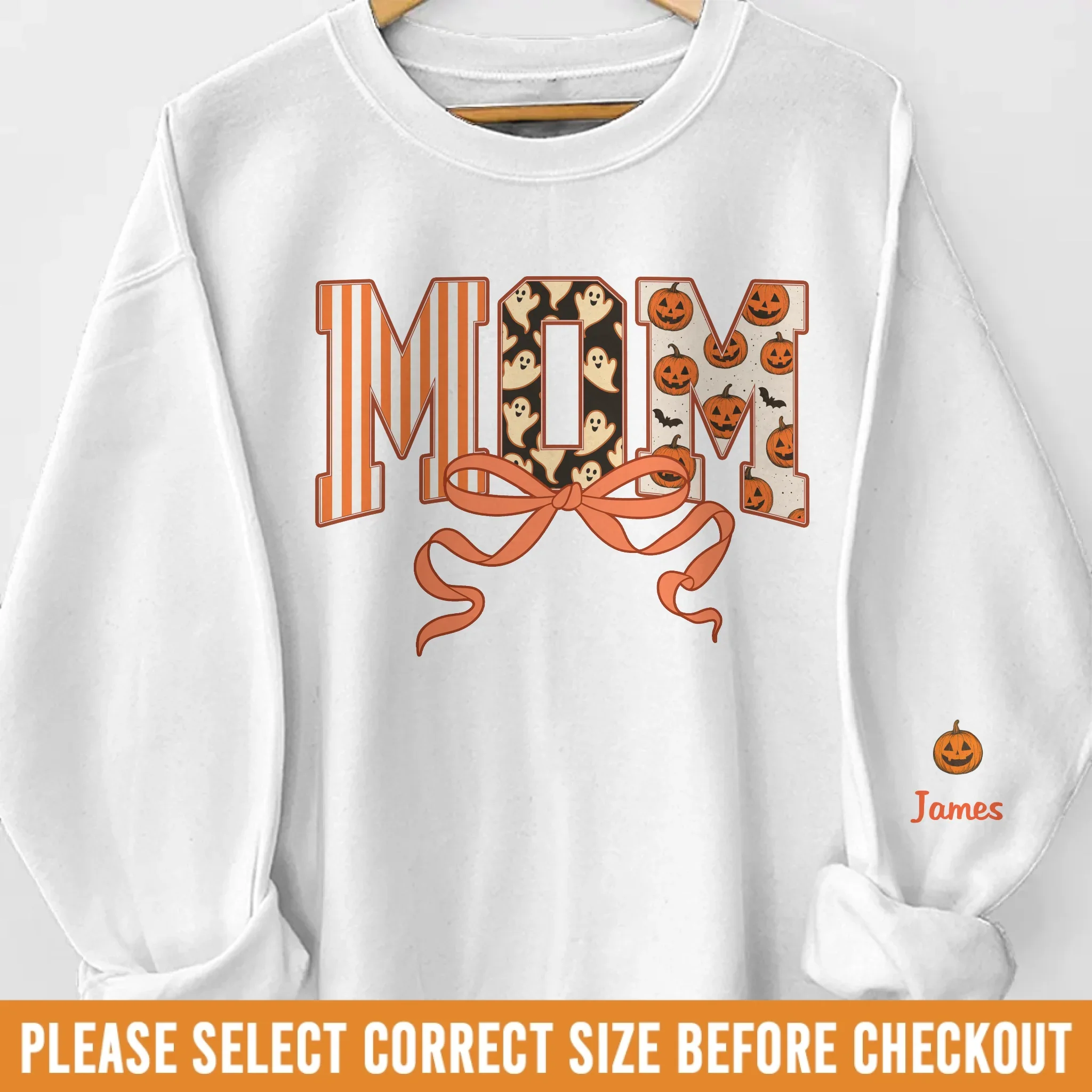 Custom Unisex Sweatshirt, Hoodie With Design On Sleeve - Personalized Halloween Birthday Gifts For Mom, Grandma - Spooky Nights With Family Light - Robaser