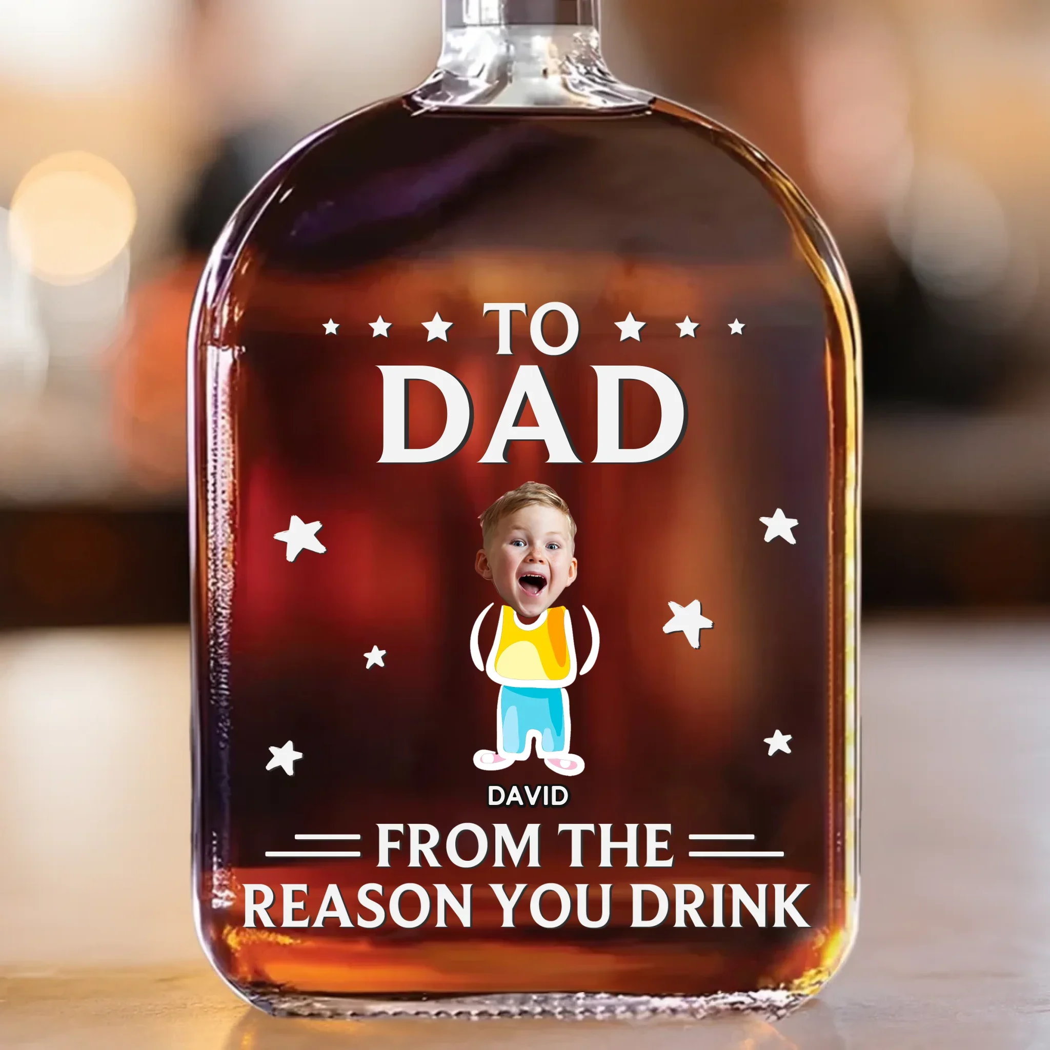 Custom Photo Cheers To The Chaos You Created - Family Personalized Custom Whiskey Bottle - Father's Day, Gift For Dad, Grandpa - Robaser
