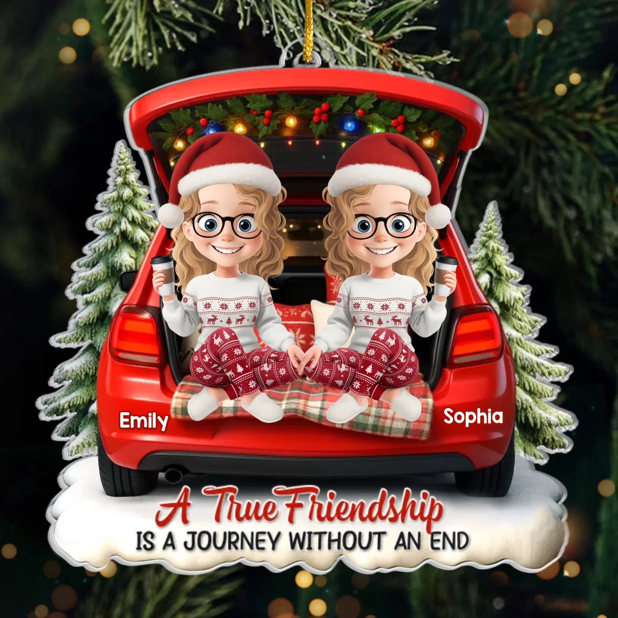 Custom Acrylic Ornament - Personalized Best Friend Christmas Birthday Gifts For Women, Besties, Sisters, BFF - Snowflakes Dance With Our Laughter - Robaser