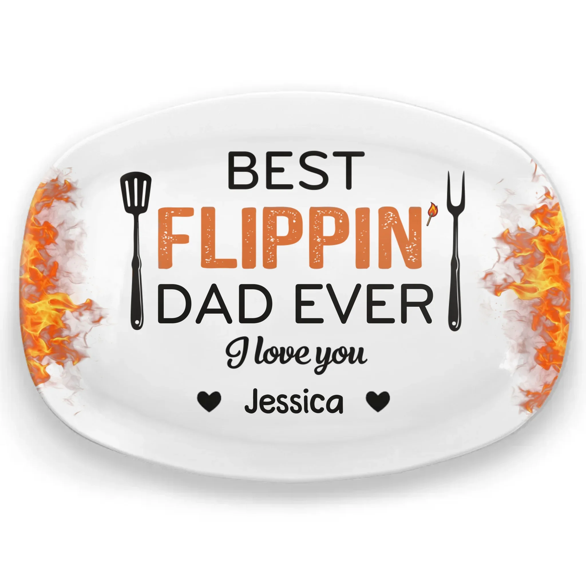 Best Flippin   Dad Ever - Family Personalized Custom Platter - Father's Day, Gift For Dad, Grandpa - Robaser